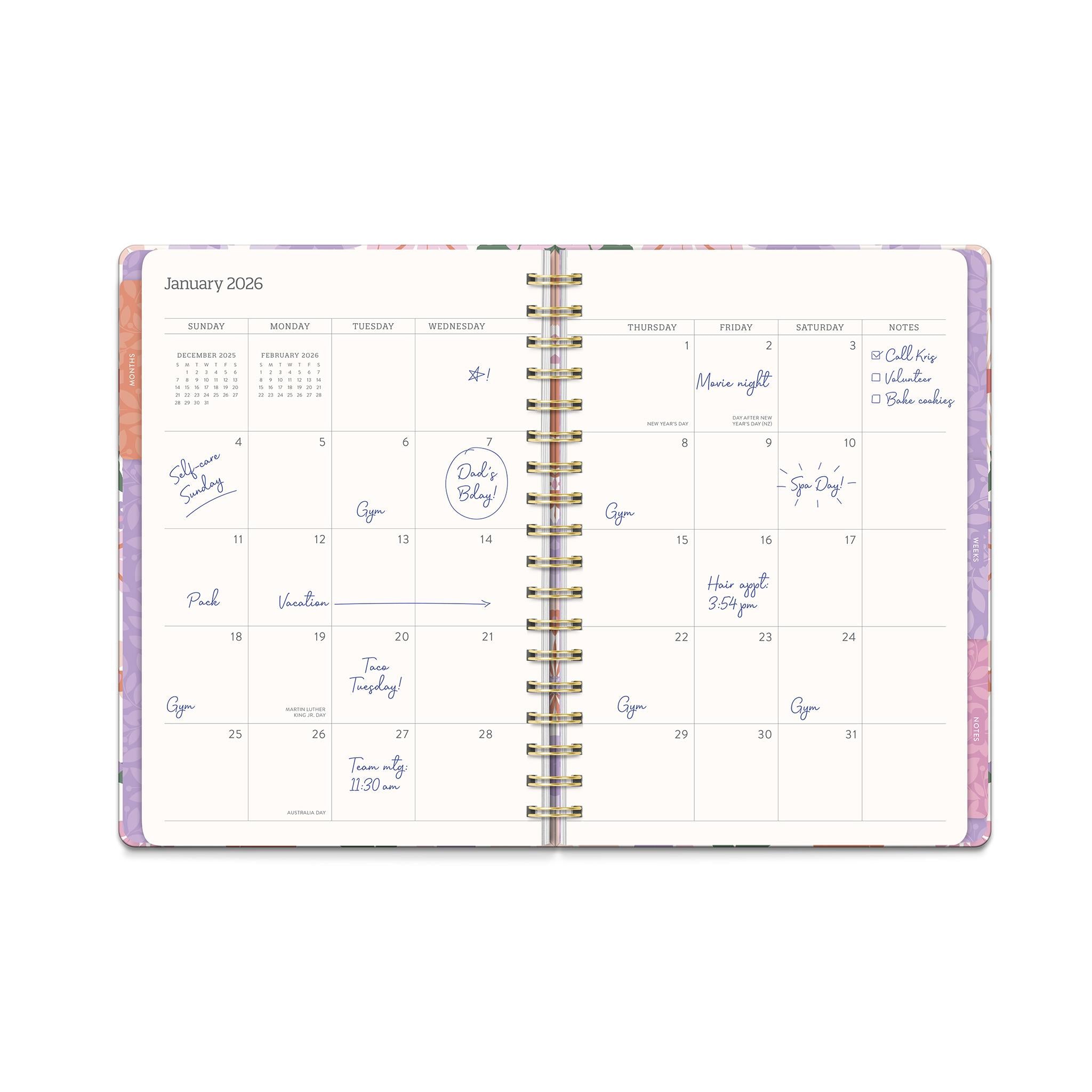 Secret Garden Tri-Tab 2025-2026 Engagement Calendar