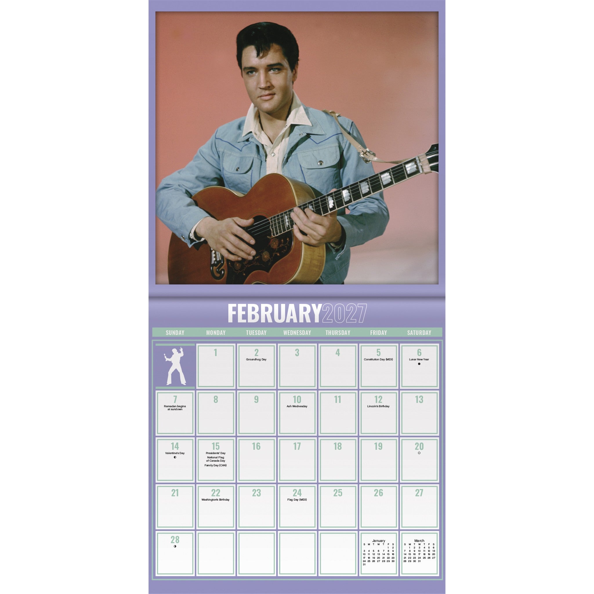 Mini calendrier Elvis Presley 2027