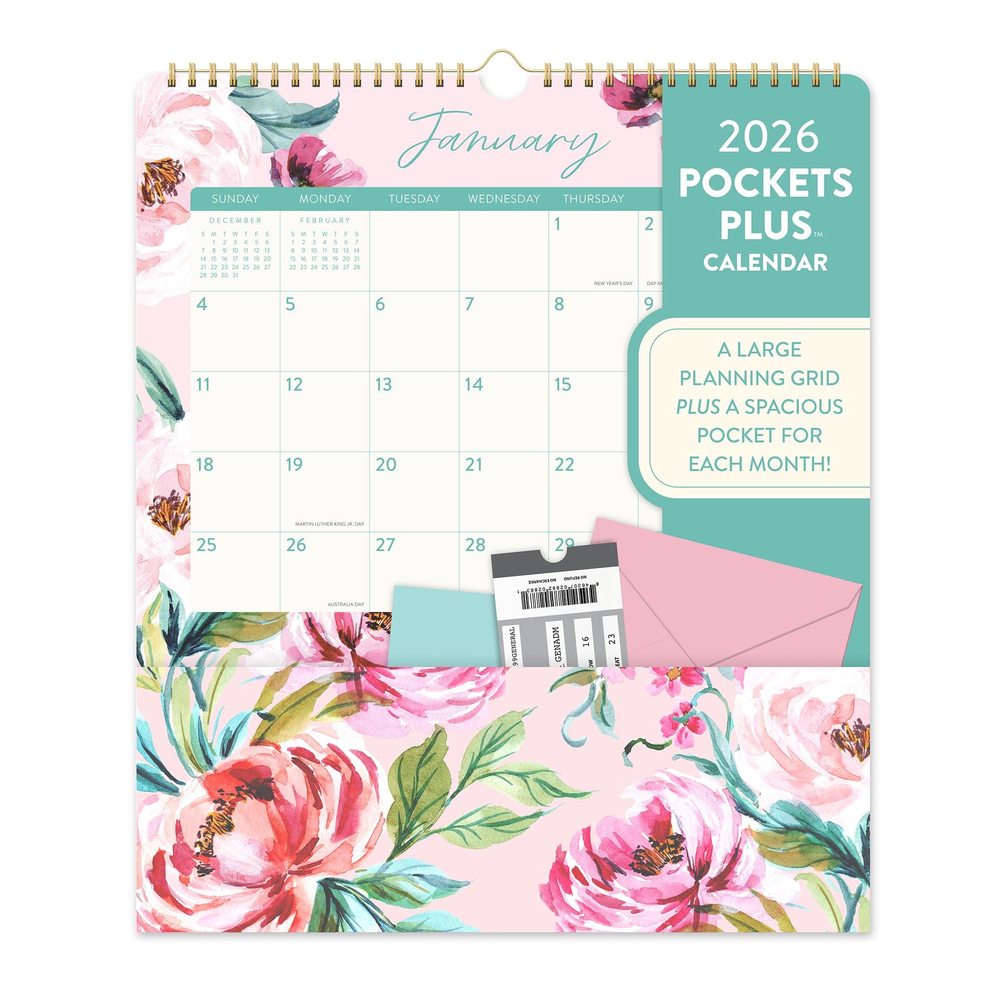 Calendrier mural Bella Flora Pockets Plus 2026