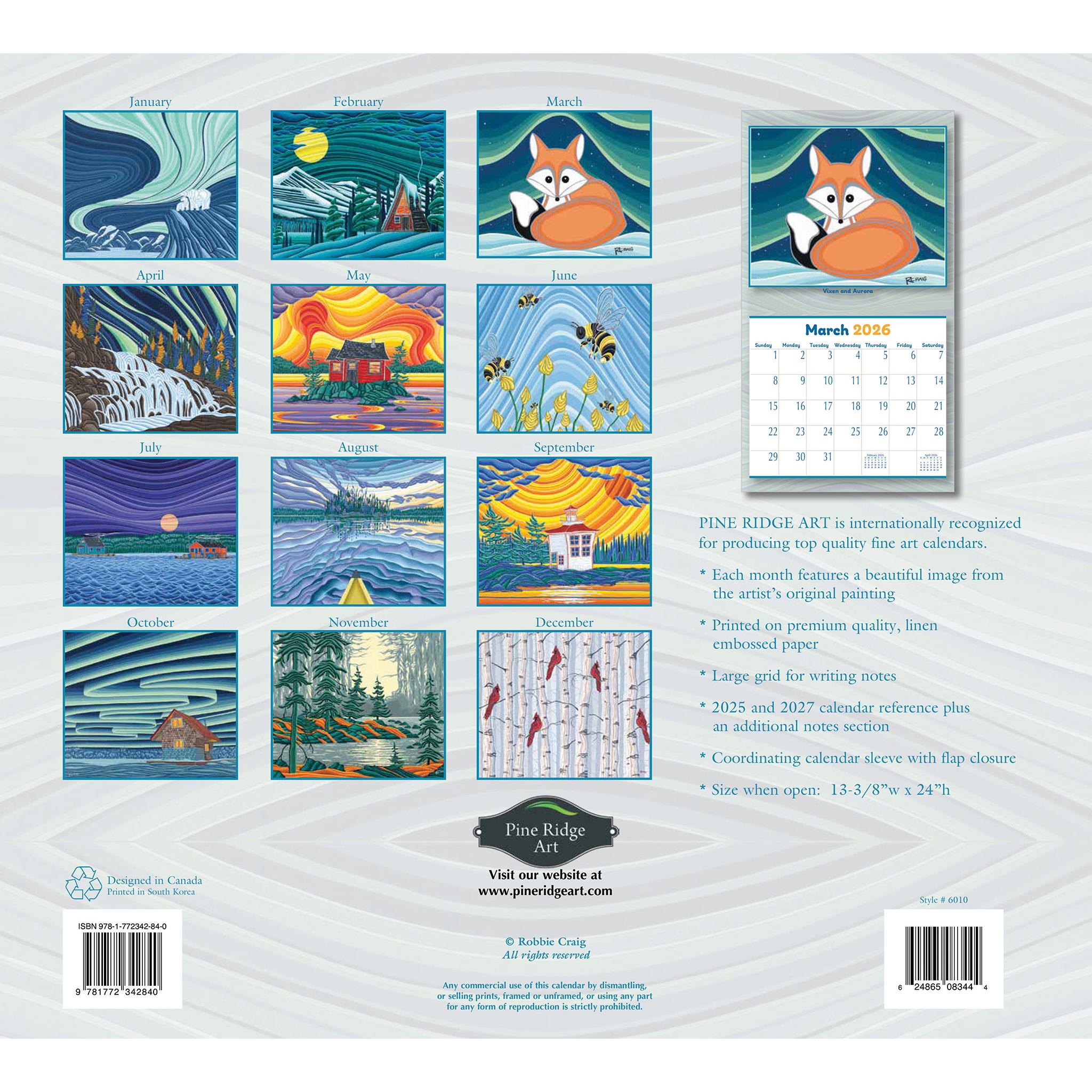 Calendrier mural Quiet Places 2026 - Disponible uniquement en ligne