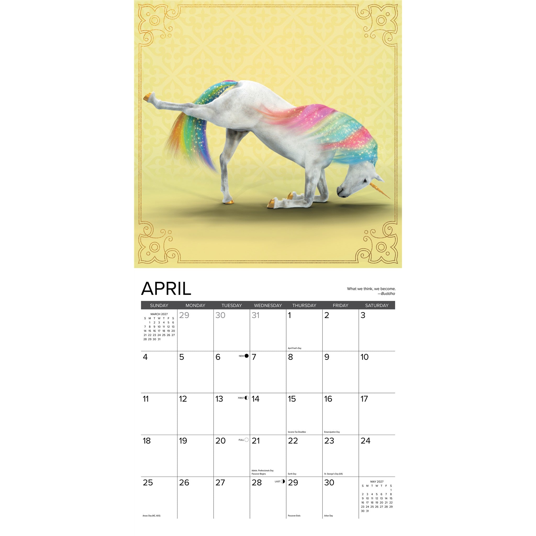 Unicorn Yoga 2027 Wall Calendar