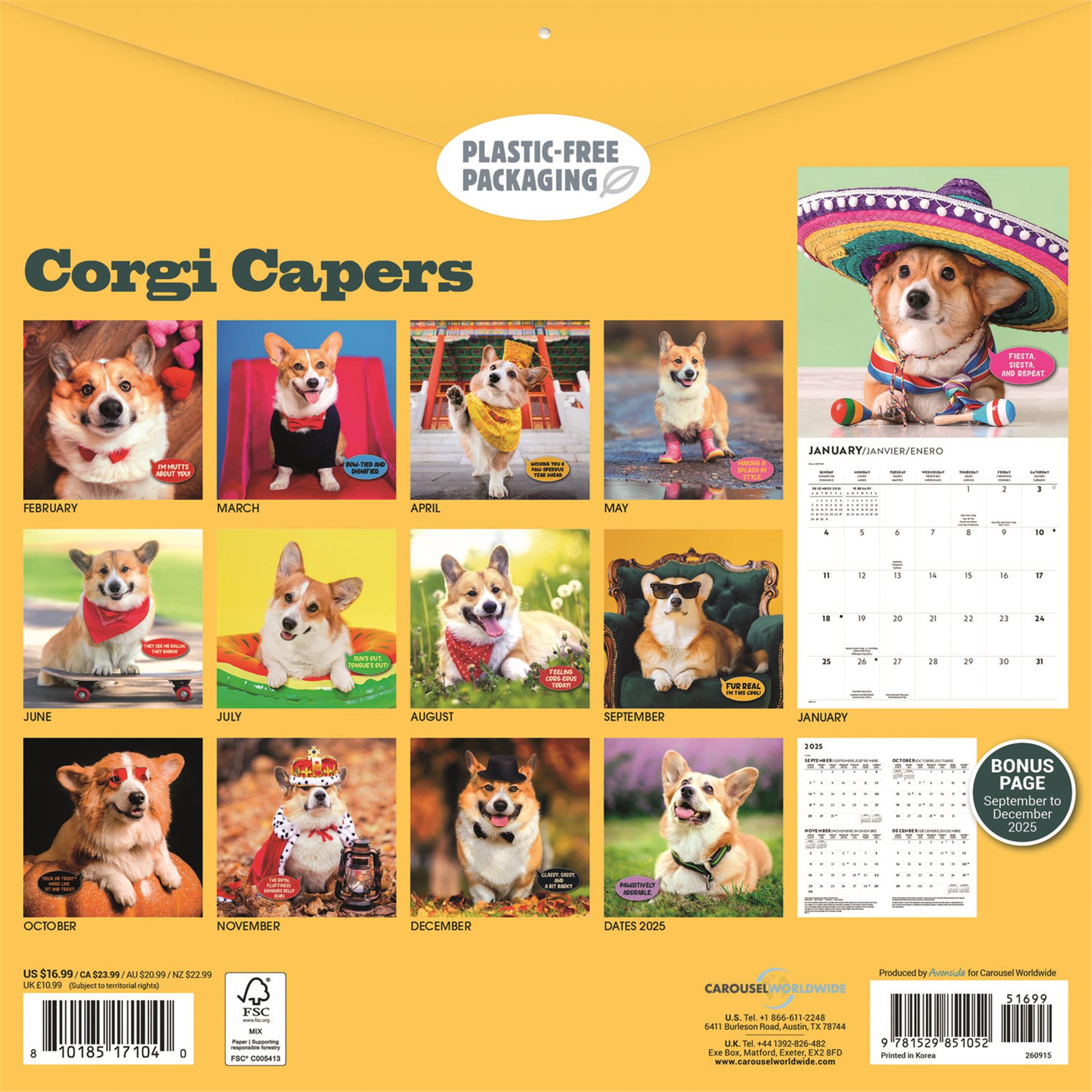 Calendrier mural Corgi Capers 2026