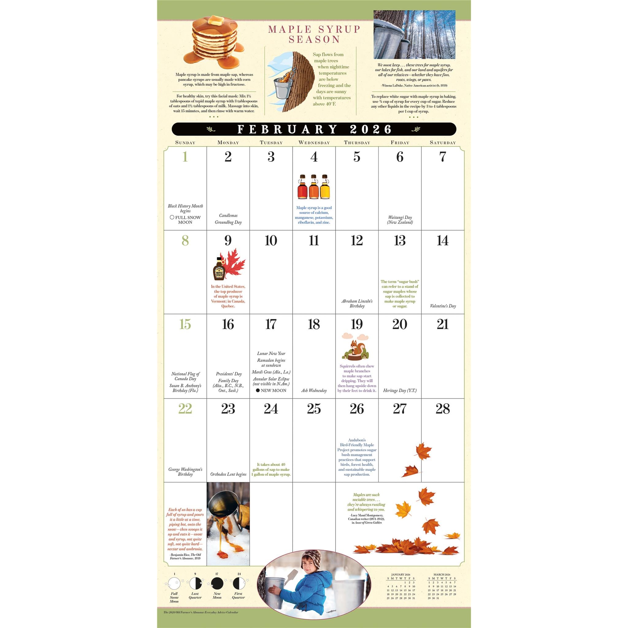 Old Farmers Almanac Everyday Advice 2026 Wall Calendar