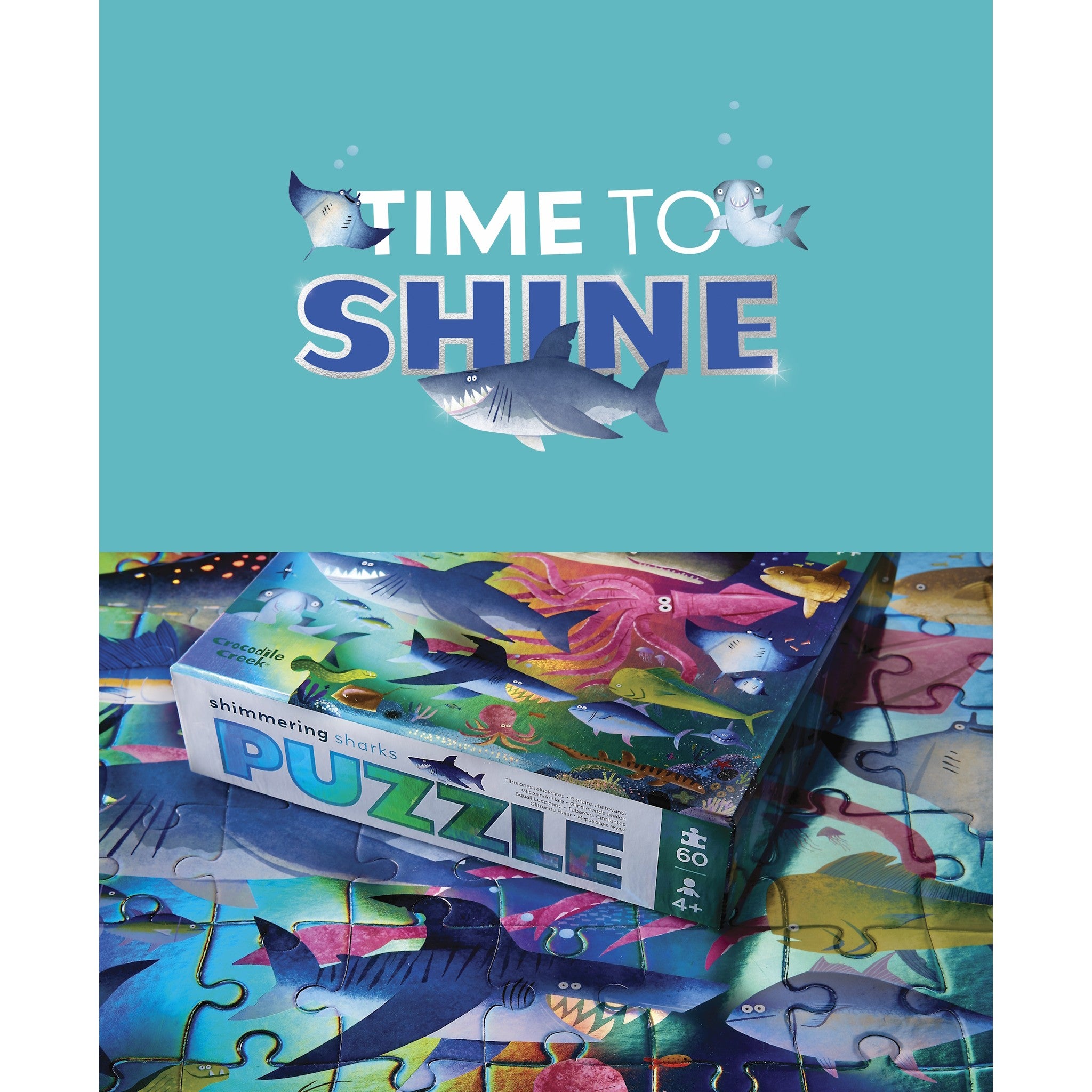 Puzzle holographique de 60 pièces « Requins scintillants »