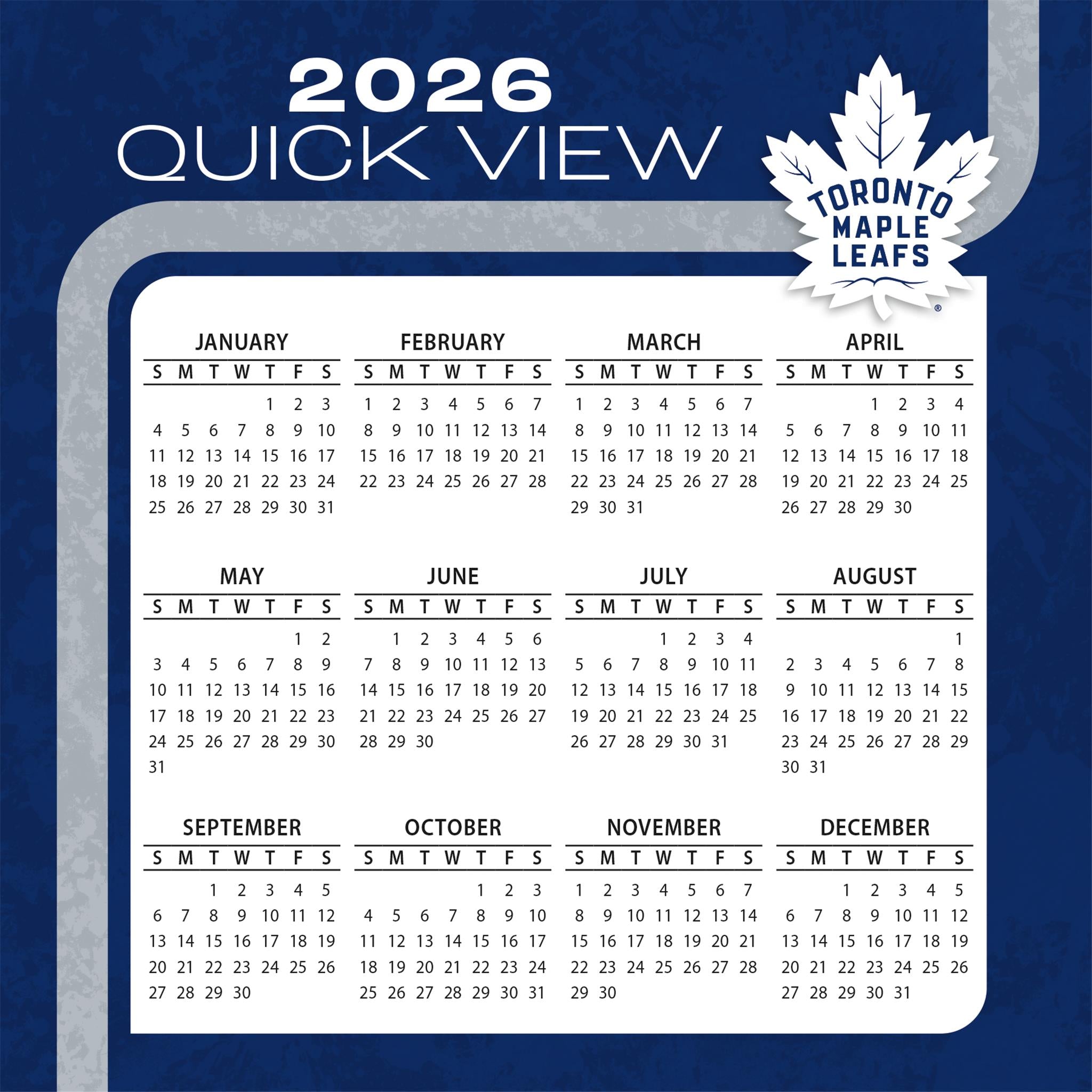 NHL Toronto Maple Leafs 2026 Box Calendar