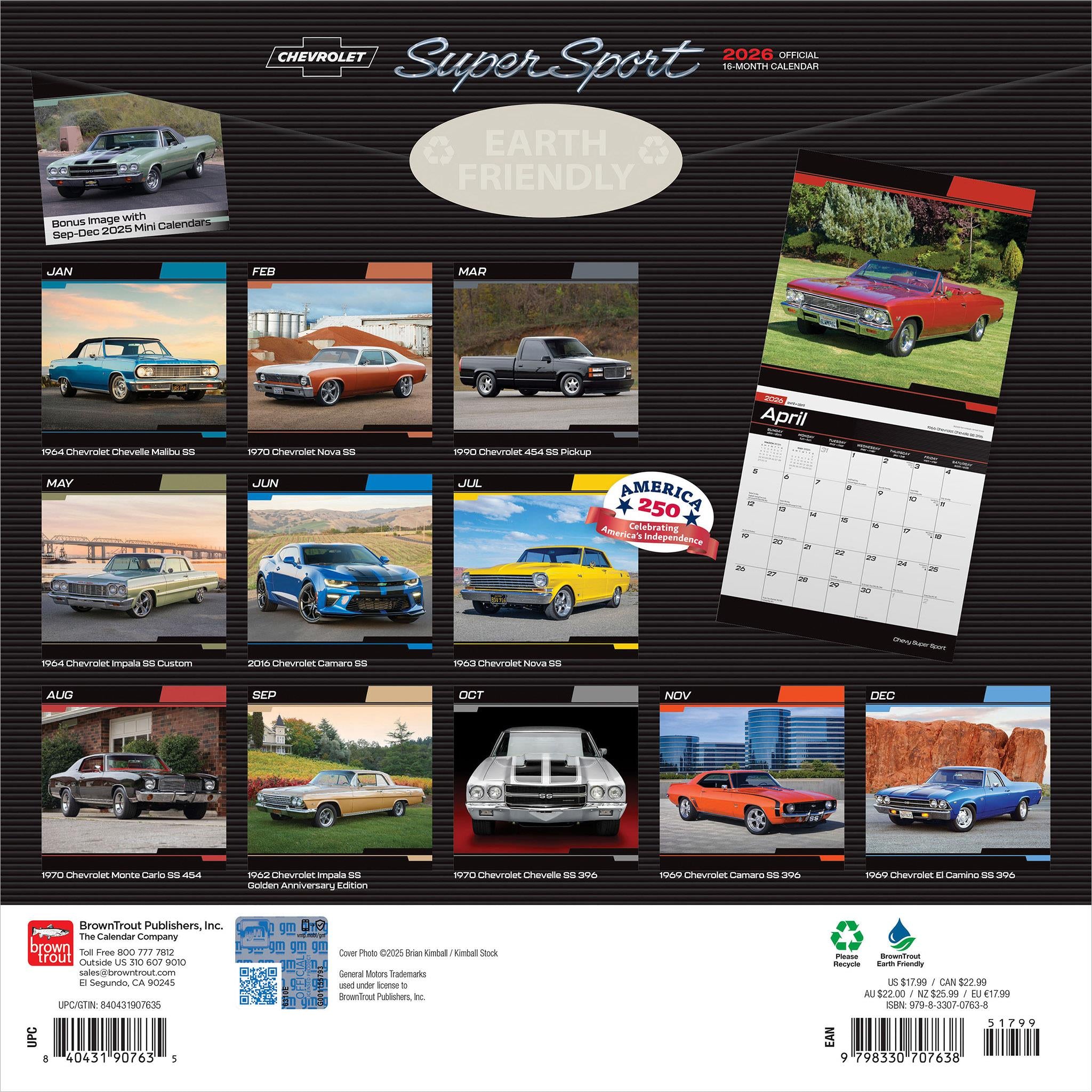 Calendrier mural Chevy Super Sport 2026 - Disponible uniquement en ligne