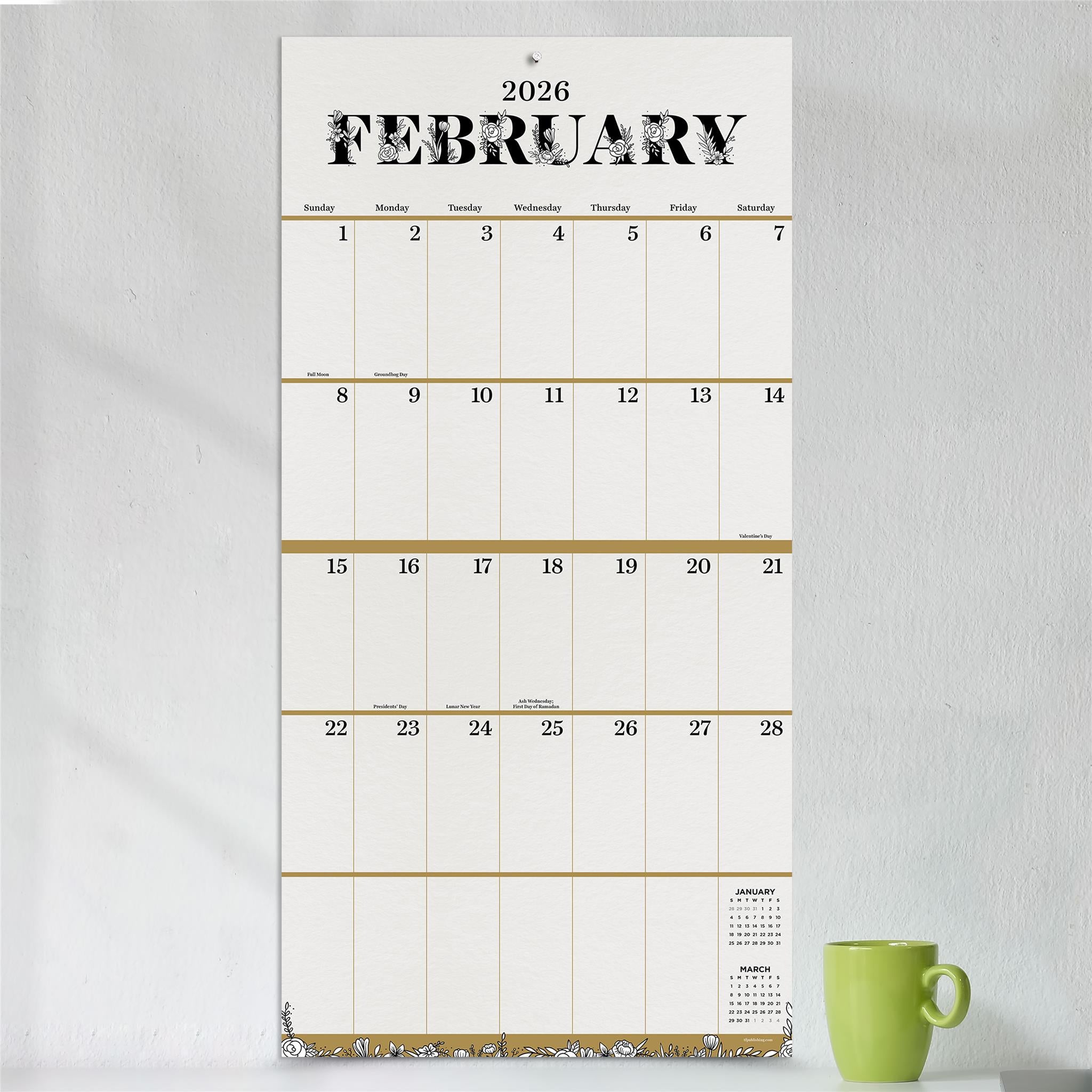 Big Grid Floral 2026 Wall Calendar