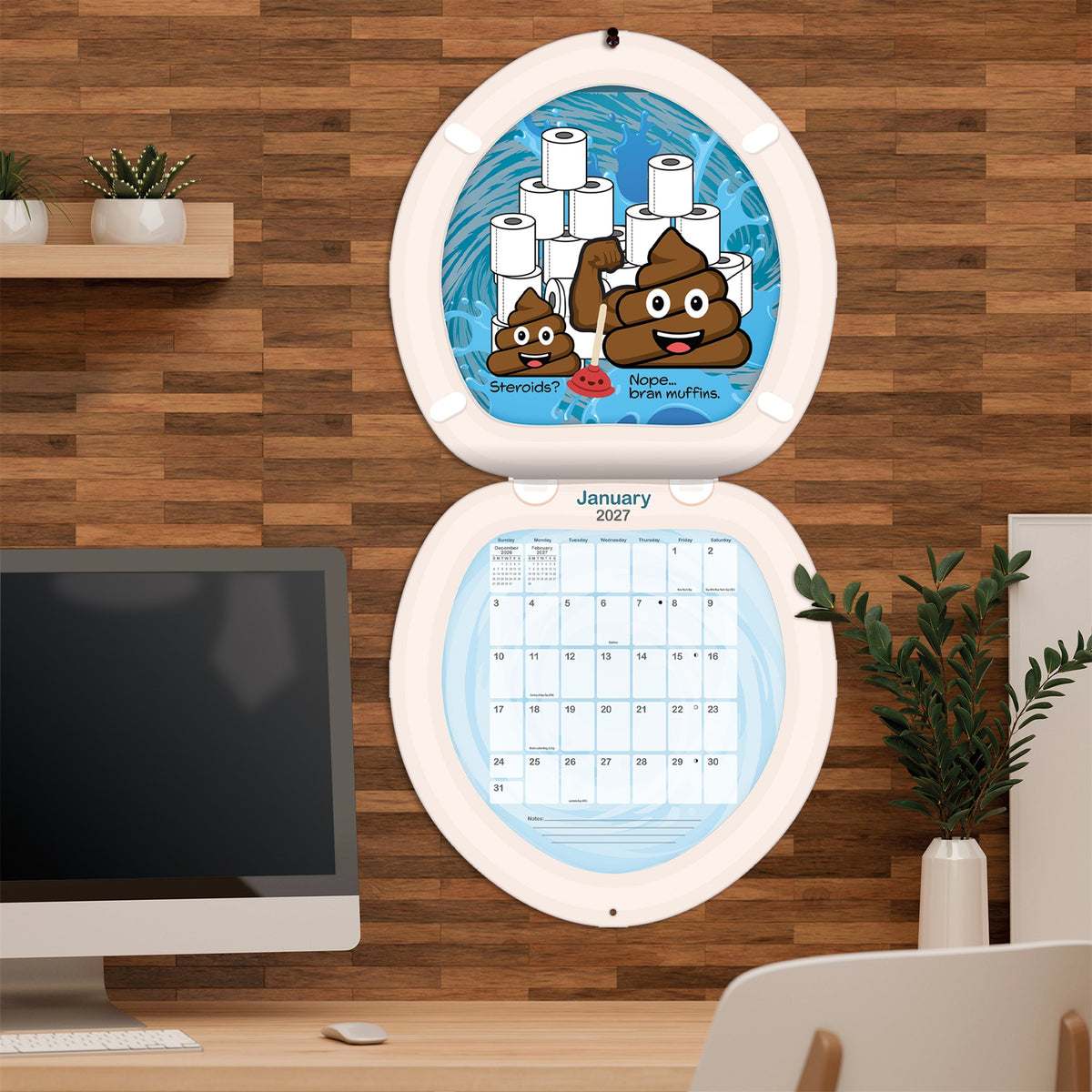 Calendrier mural découpé 2027 Caca Arrive