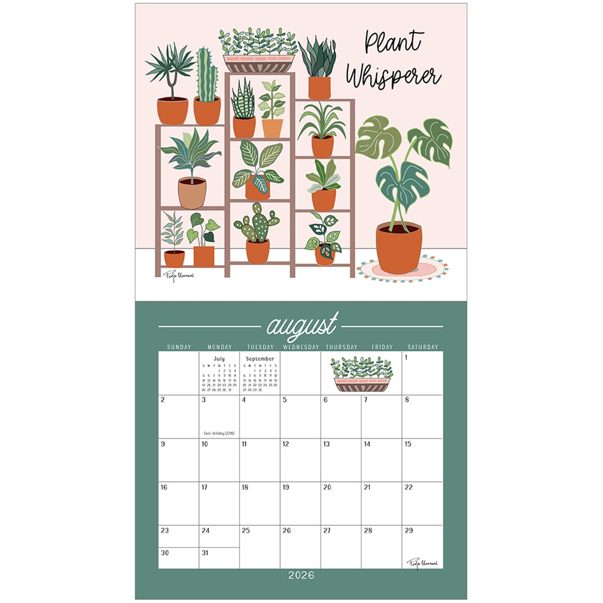 Calendrier mural de luxe Plant Lady 2026 - Disponible uniquement en ligne