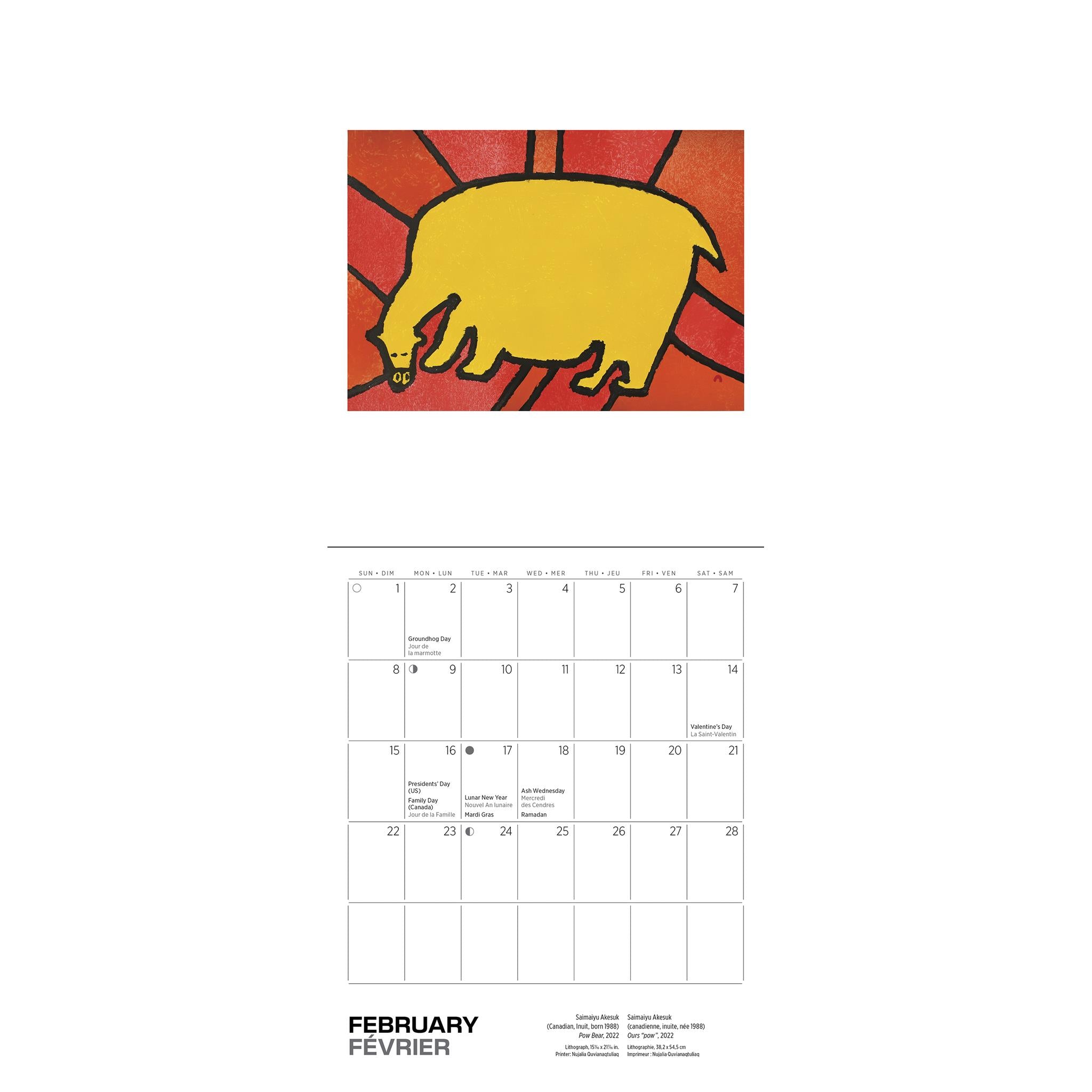 Mini-calendrier d'art inuit de Cape Dorset 2026
