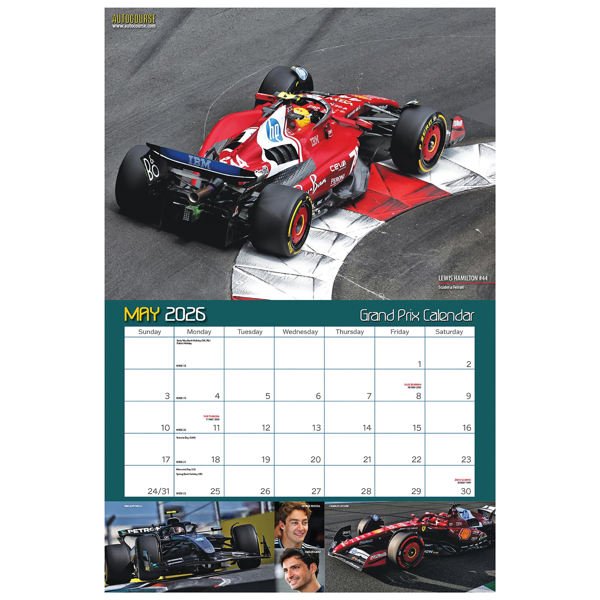 Calendrier mural Autocourse Grand Prix 2026