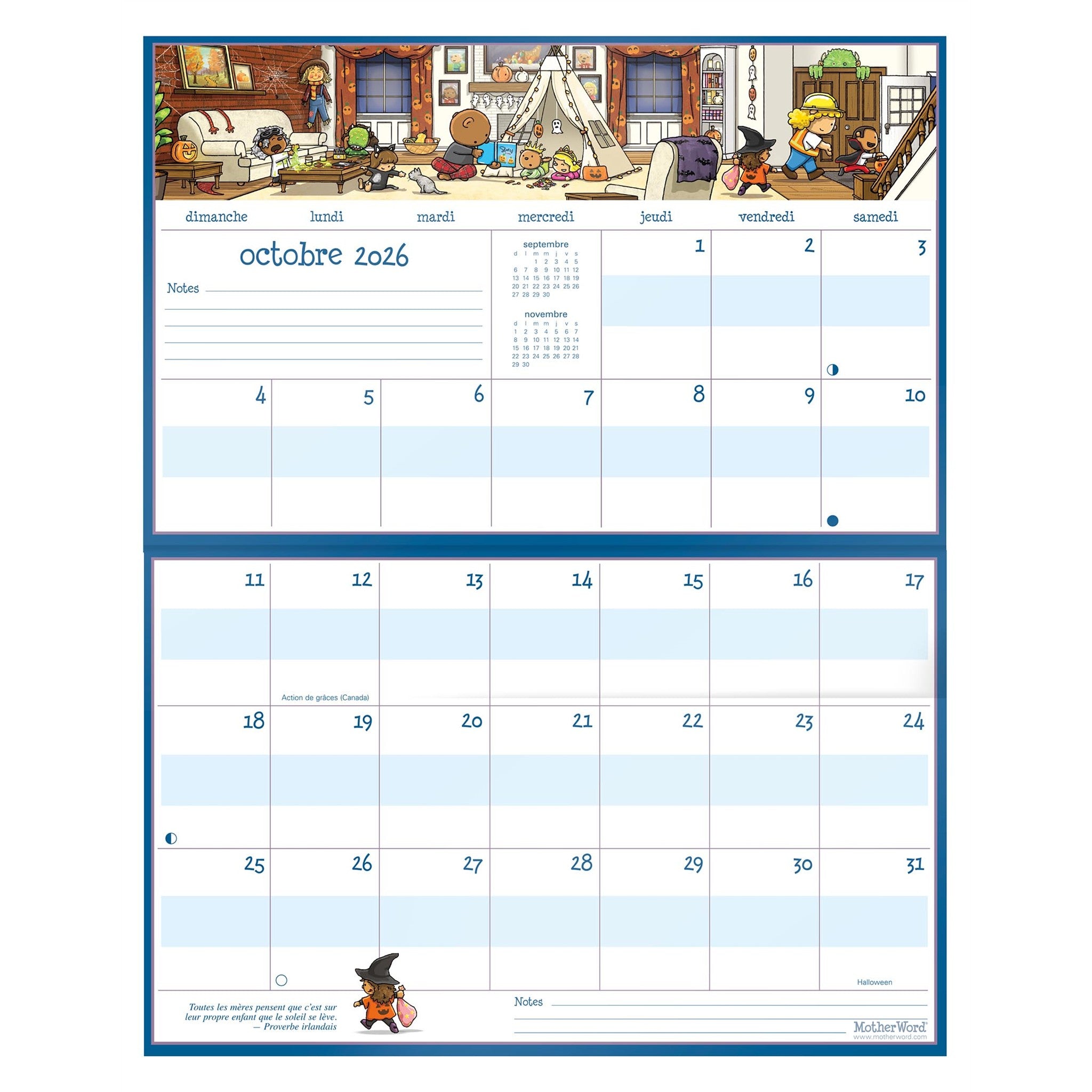 MotherWord Magnetic Fridge French 2027 Wall Calendar