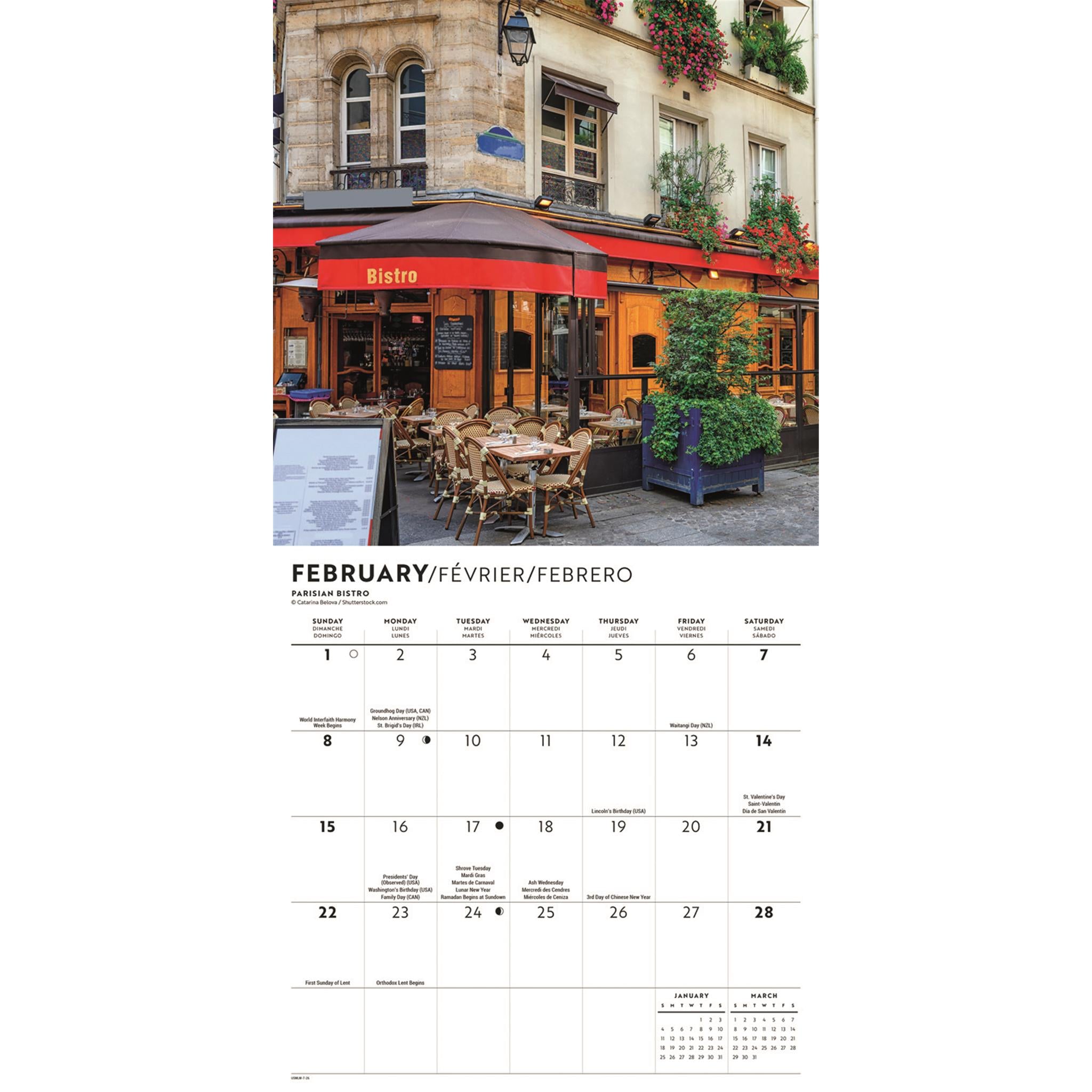 Mini-calendrier parisien 2026