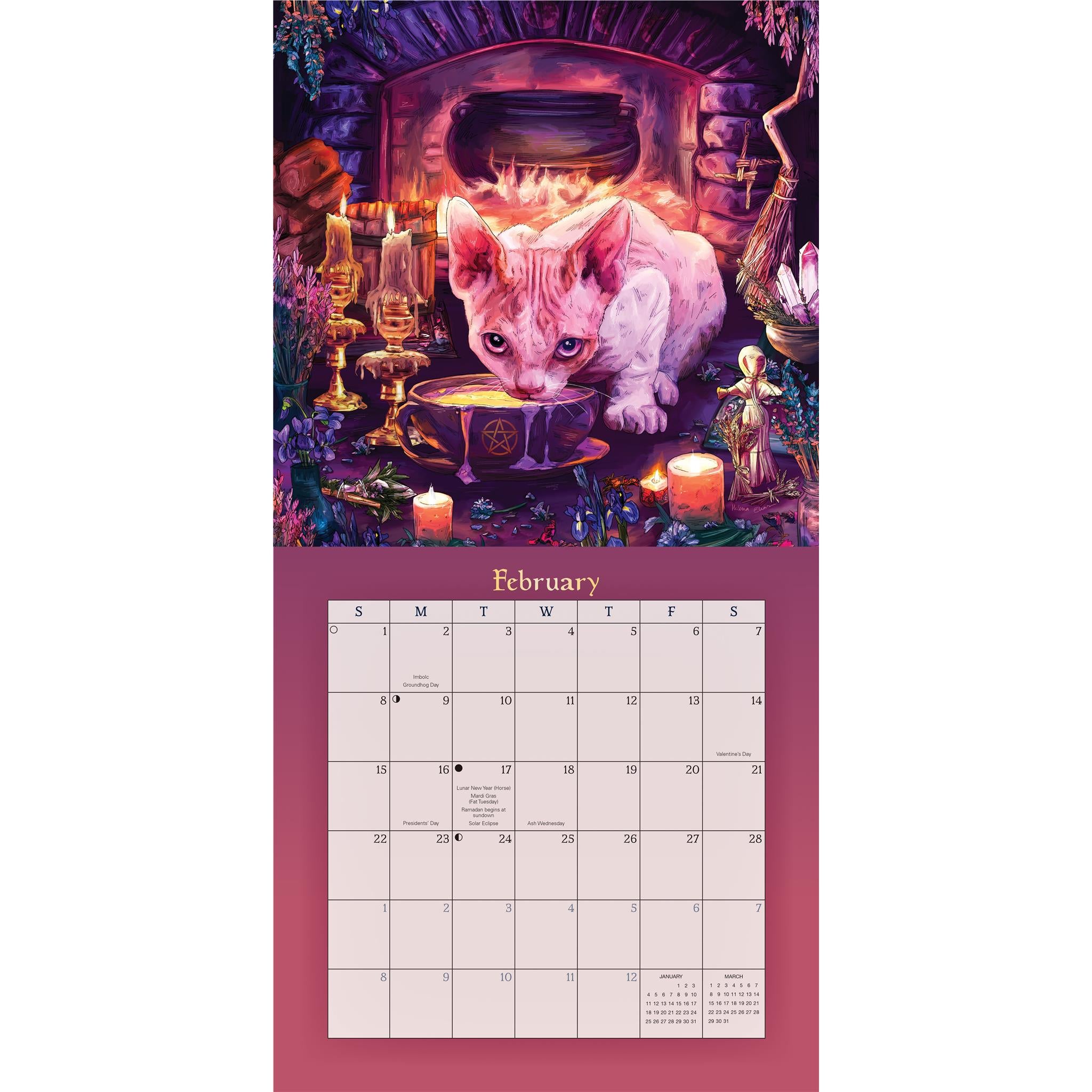 Calendrier mural Chats magiques et mystiques 2026