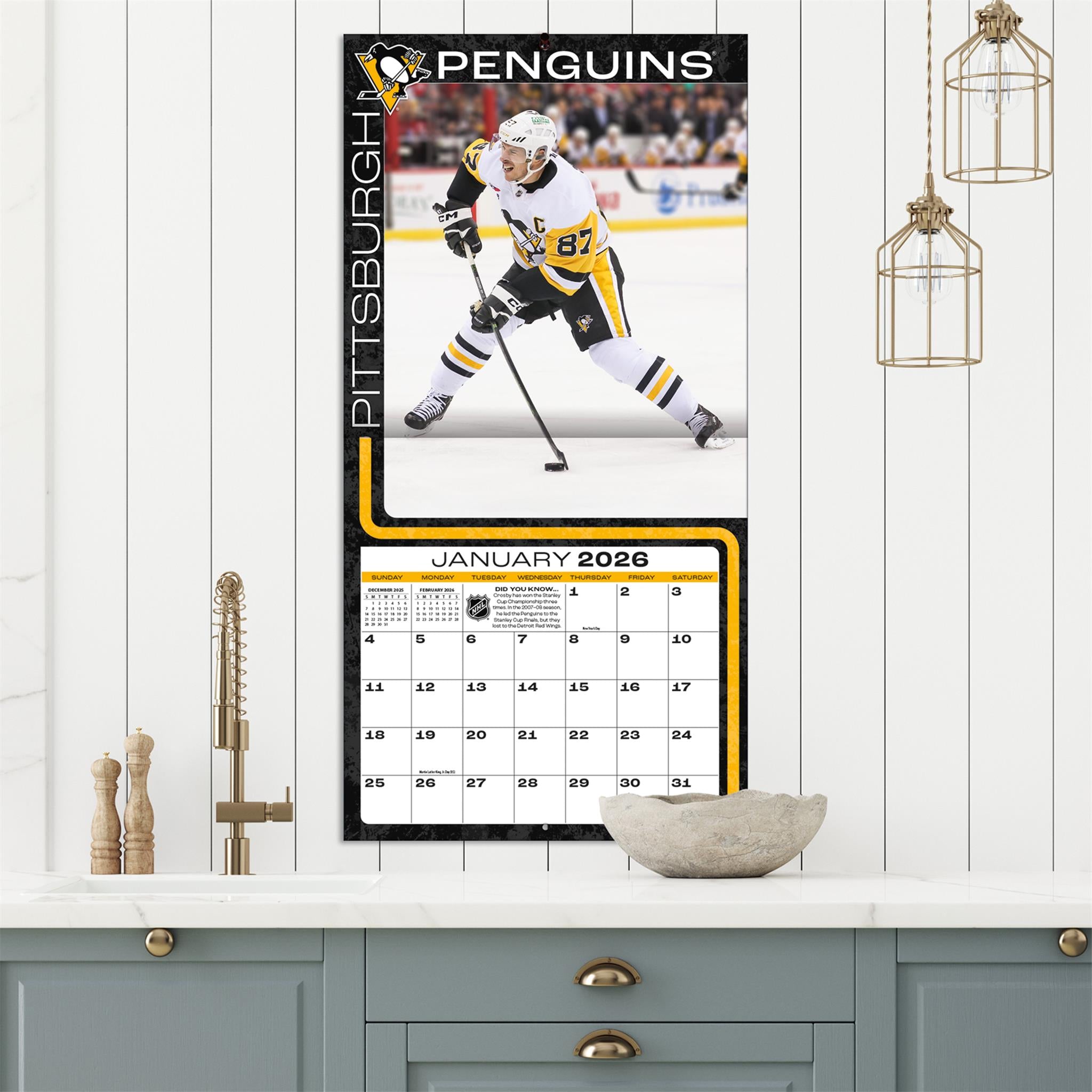 Calendrier mural 2026 de Sidney Crosby, Penguins de Pittsburgh (NHL)