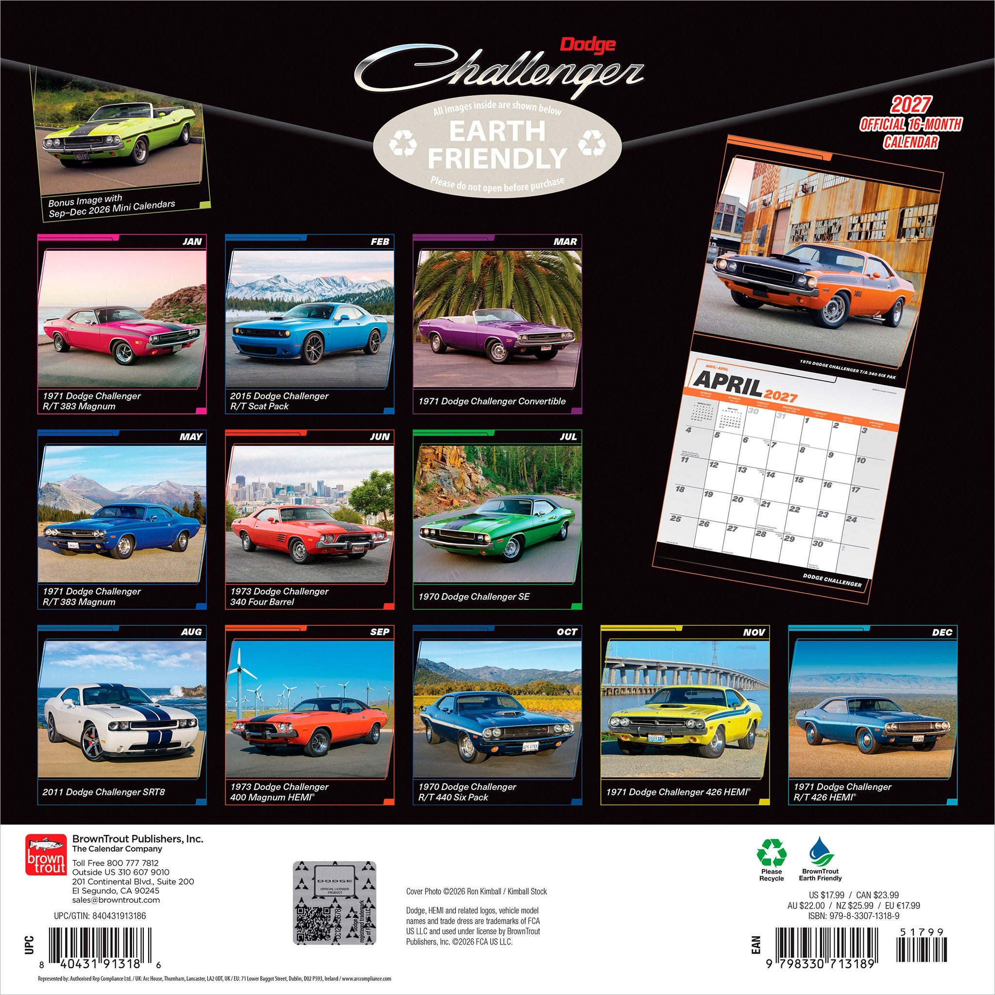 Dodge Challenger 2027 Wall Calendar