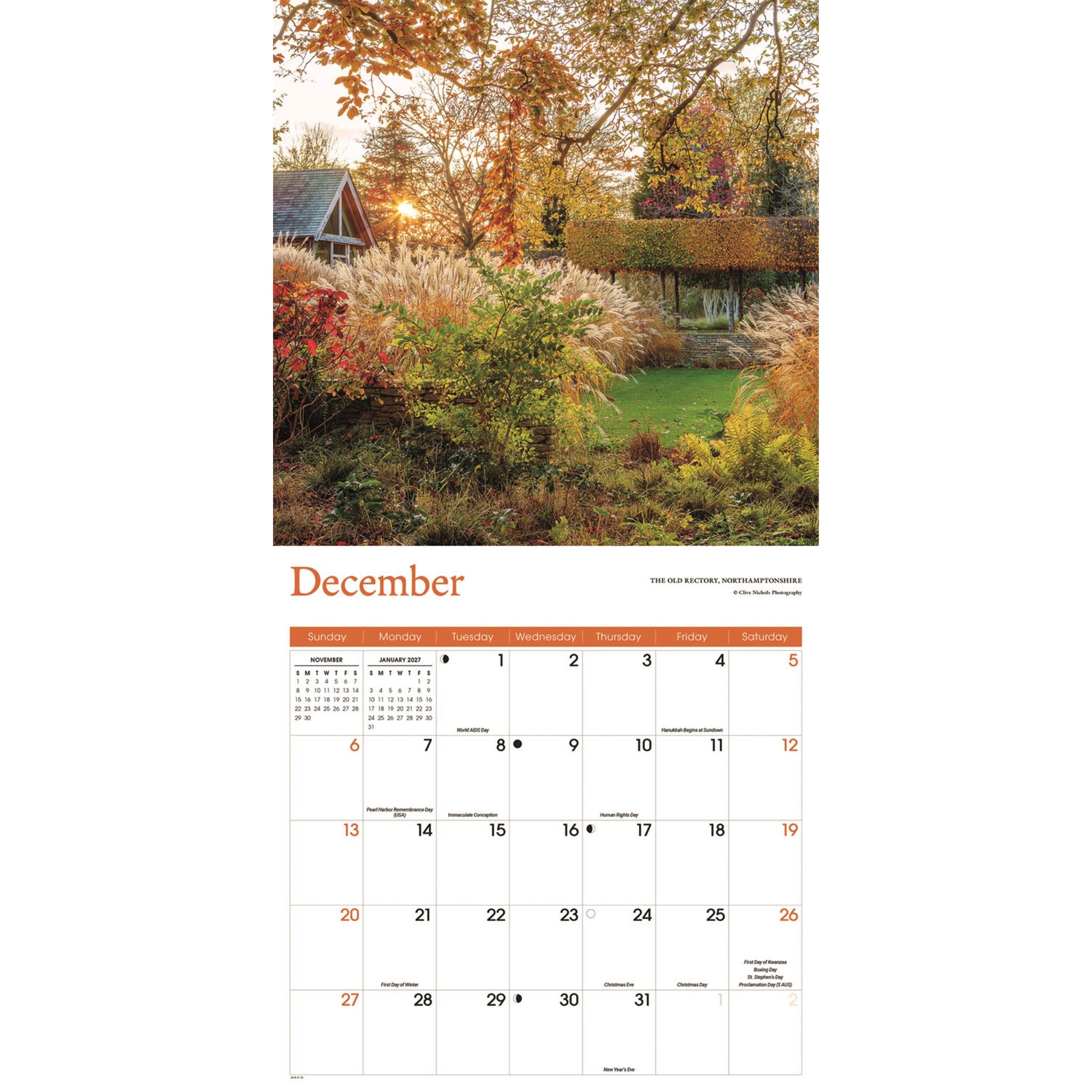 Calendrier mural Jardins champêtres 2026