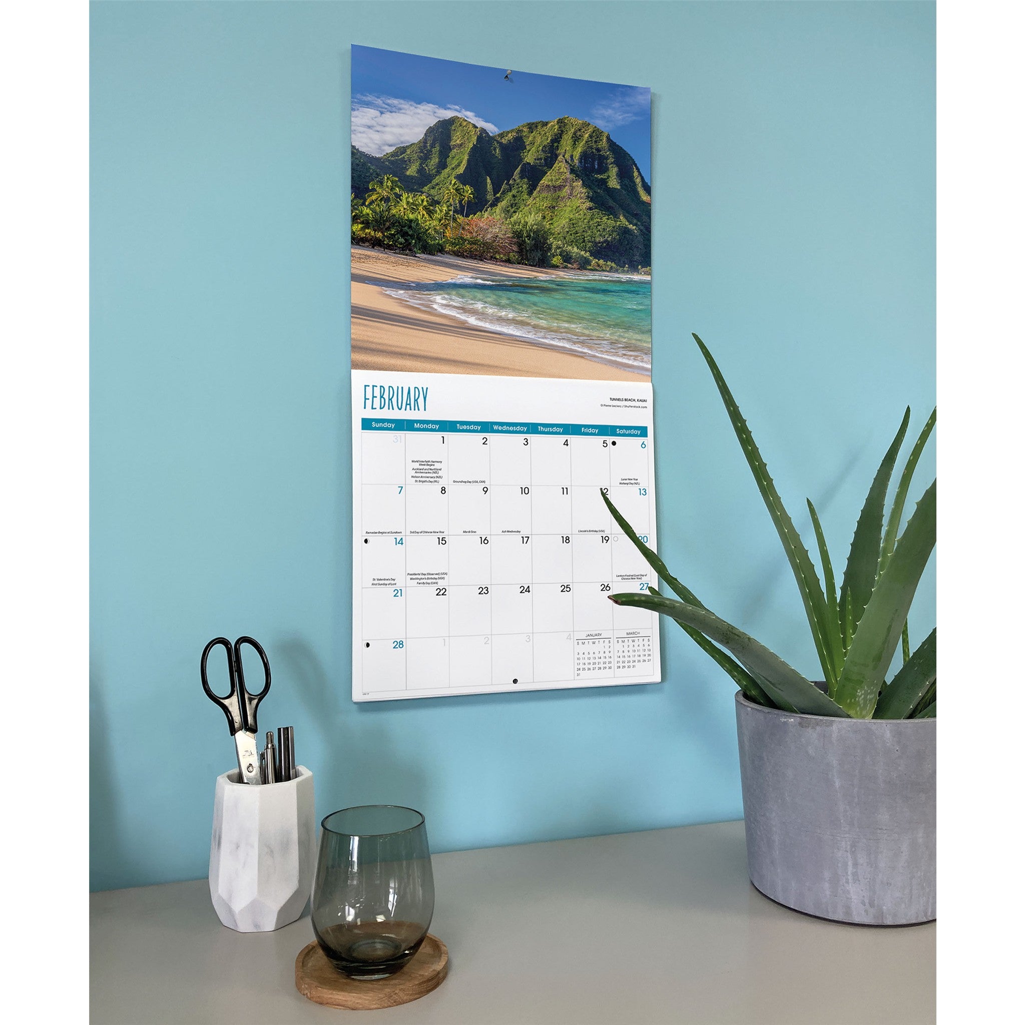 Calendrier mural Hawaii 2027