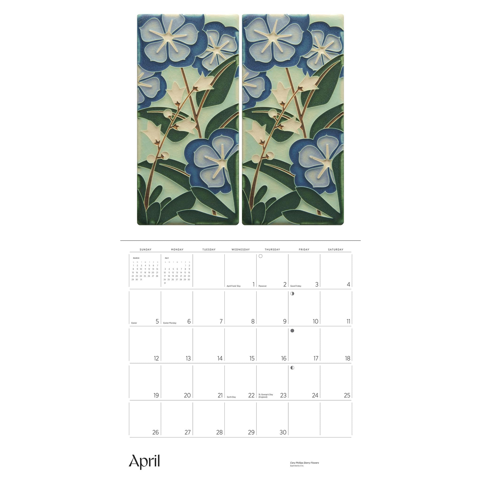 Calendrier mural Arts and Crafts Tiles 2026 - Disponible uniquement en ligne