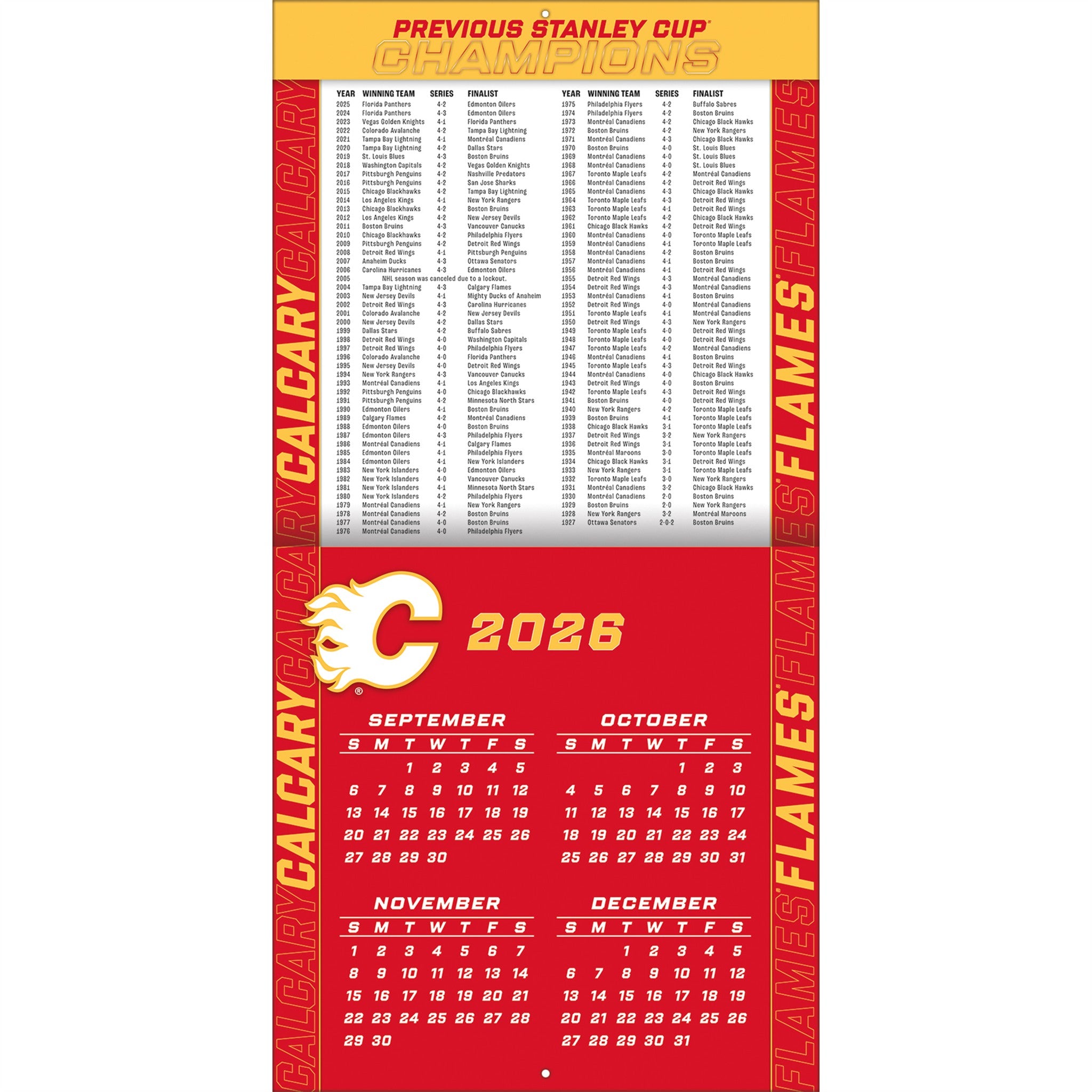 NHL Calgary Flames 2027 Wall Calendar - Online Only