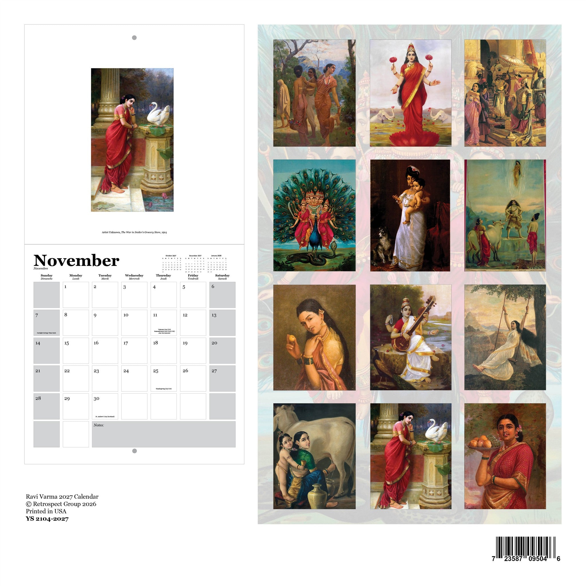 Ravi Varma 2027 Wall Calendar - Online Only