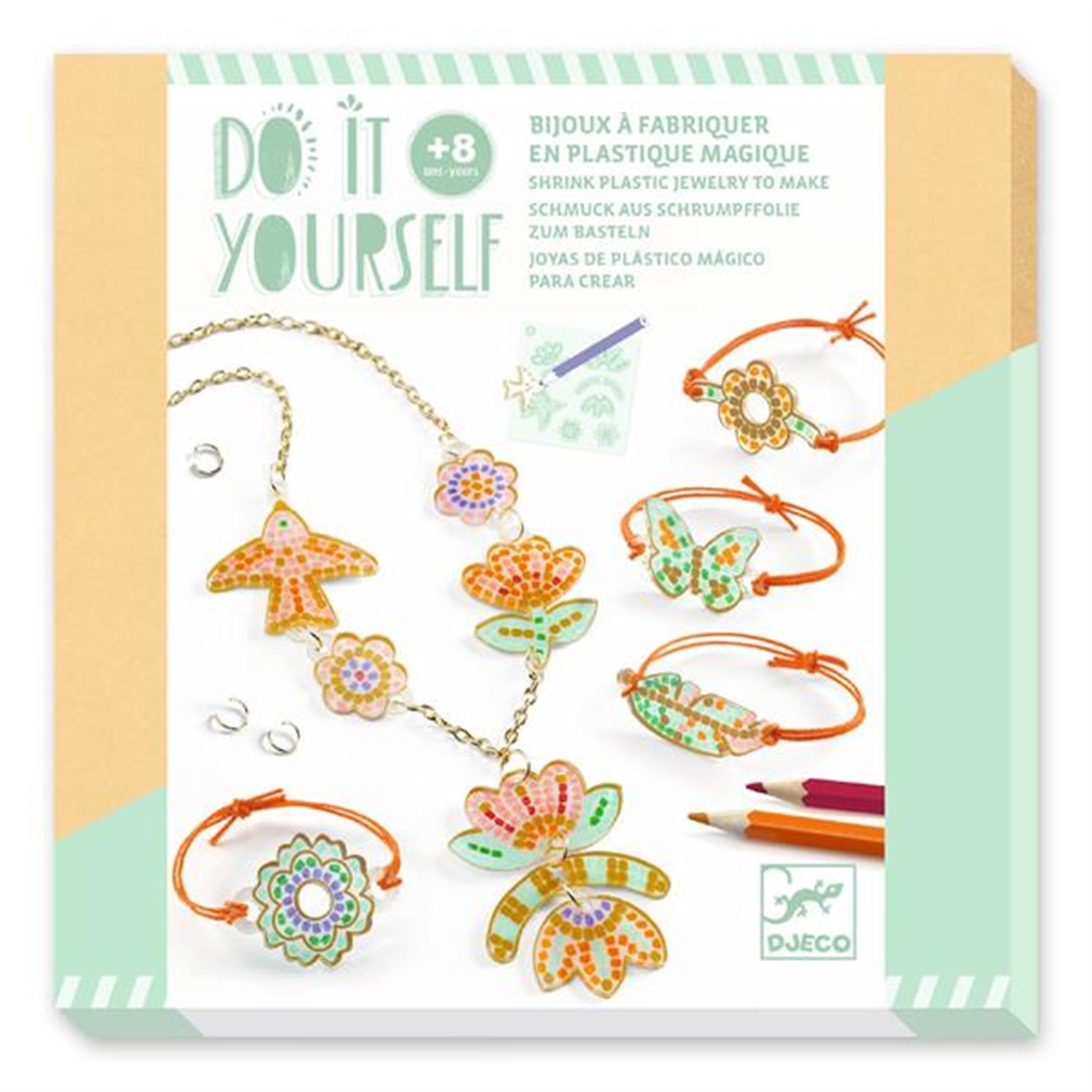 Feather and Lotus Shrink Plastic Jewelry DIY