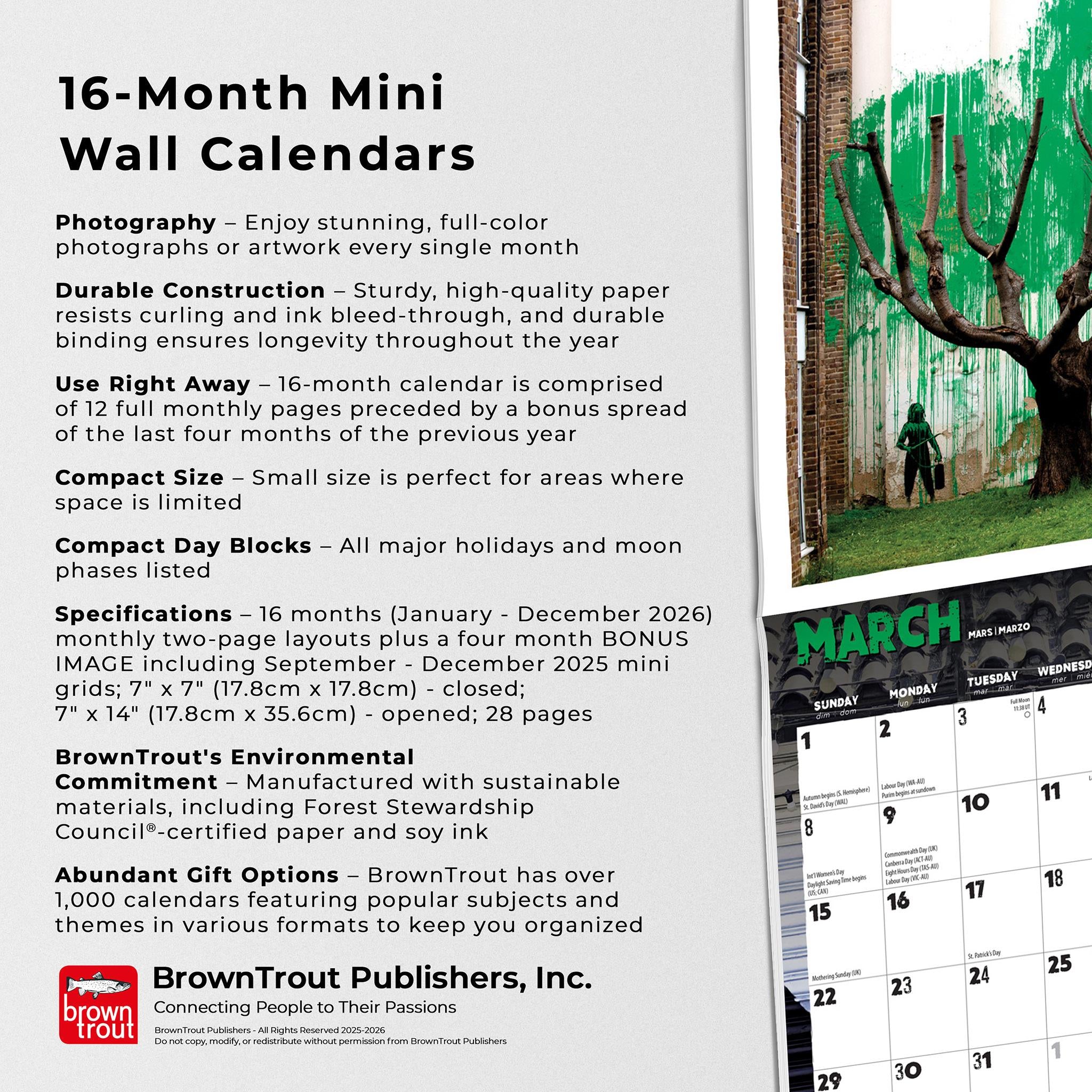 Mini-calendrier Banksy Graffiti 2026 - Disponible uniquement en ligne