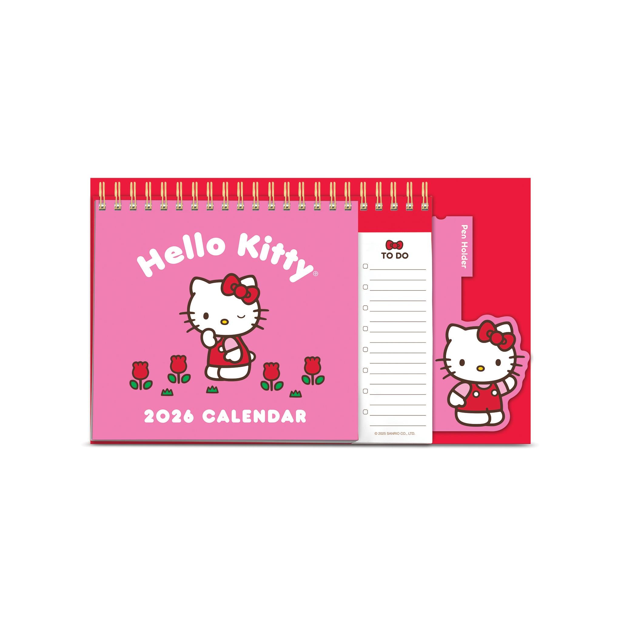 Calendrier chevalet Hello Kitty rose ludique 2026 - Disponible uniquement en ligne