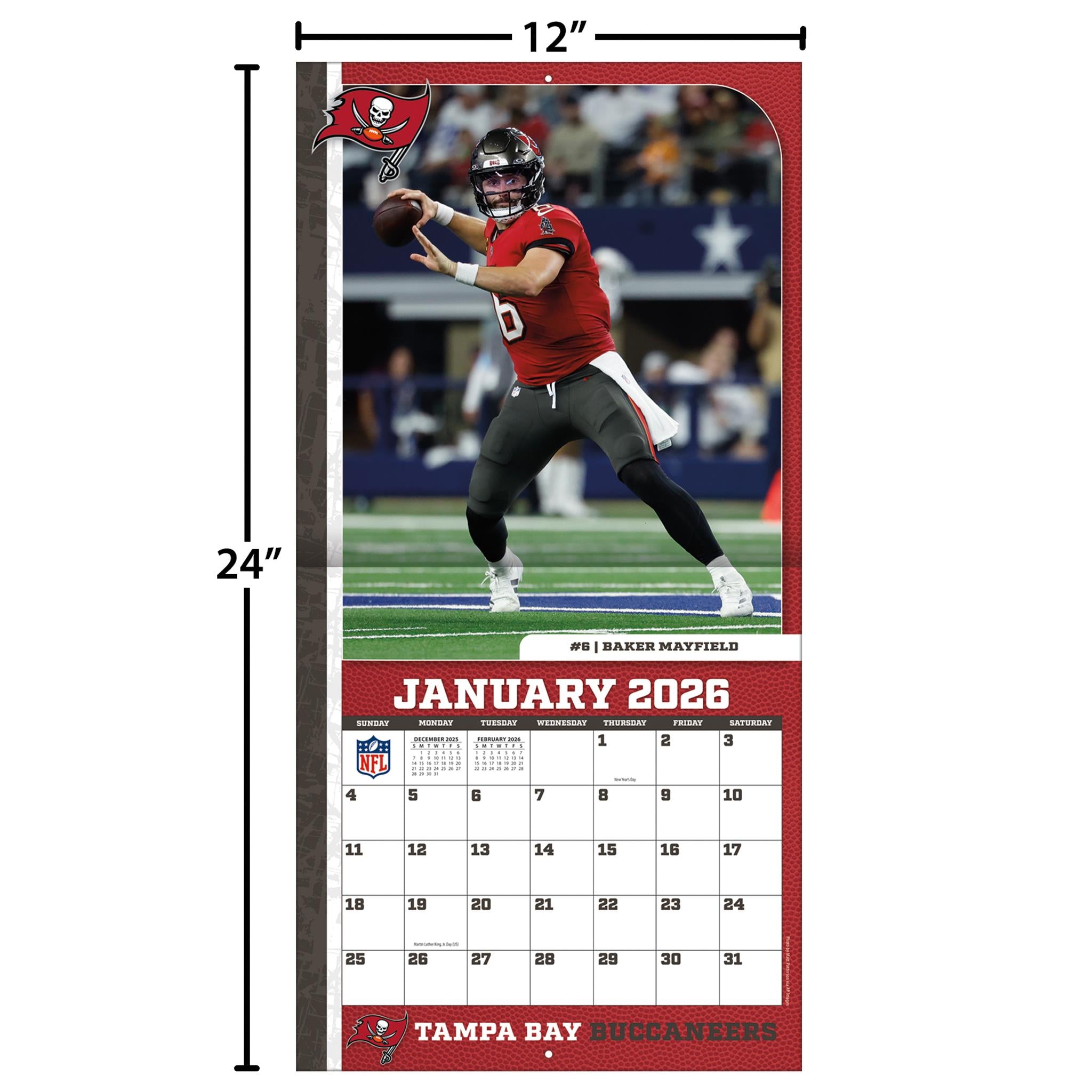 Calendrier mural 2026 des Buccaneers de Tampa Bay (NFL) - Disponible uniquement en ligne