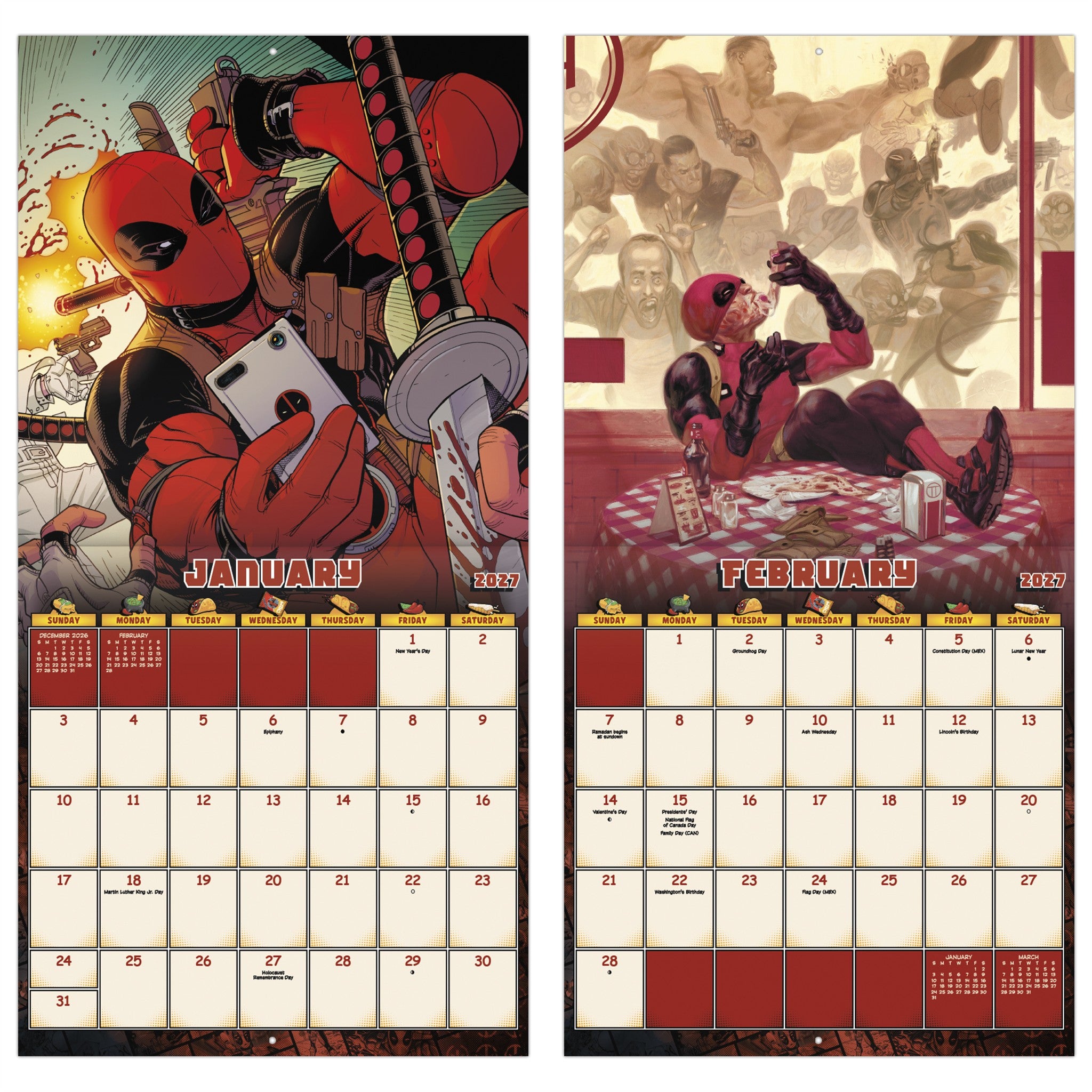 Calendrier mural Deadpool 2027