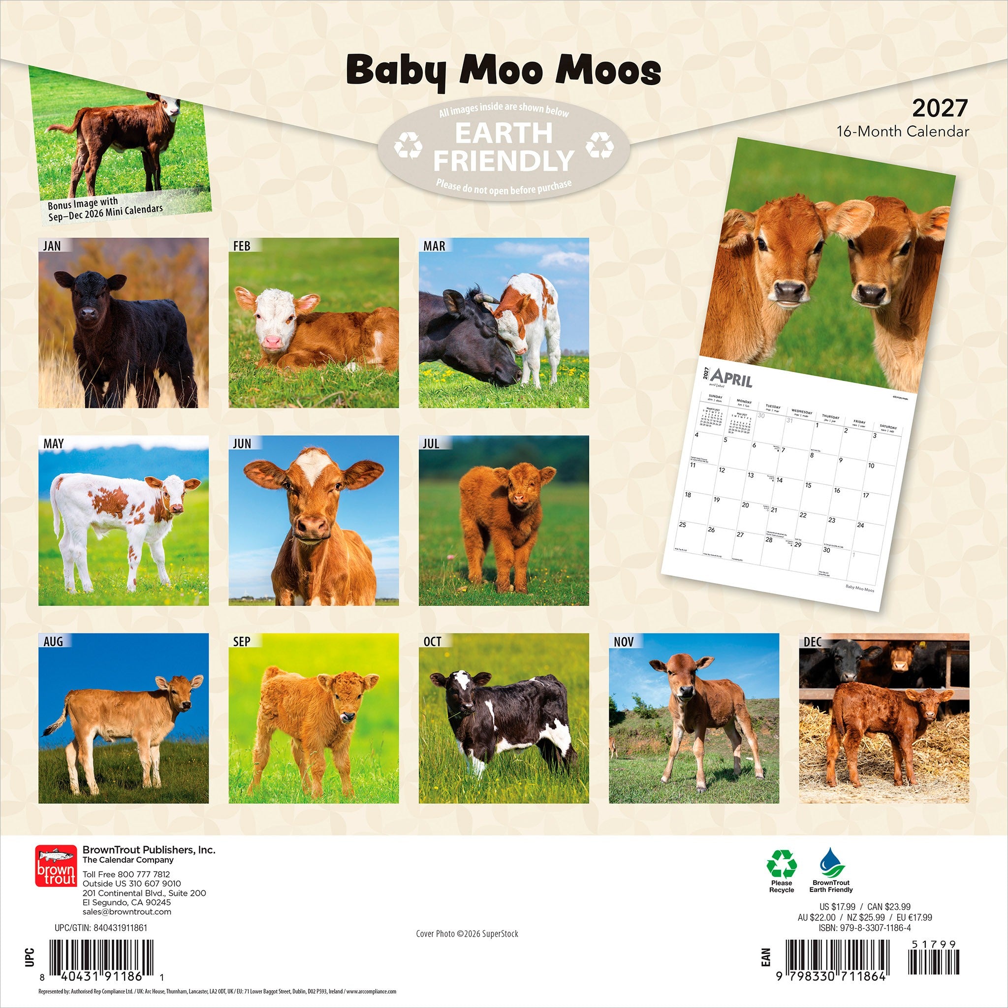Baby Moo Moos 2027 Wall Calendar - Online Only