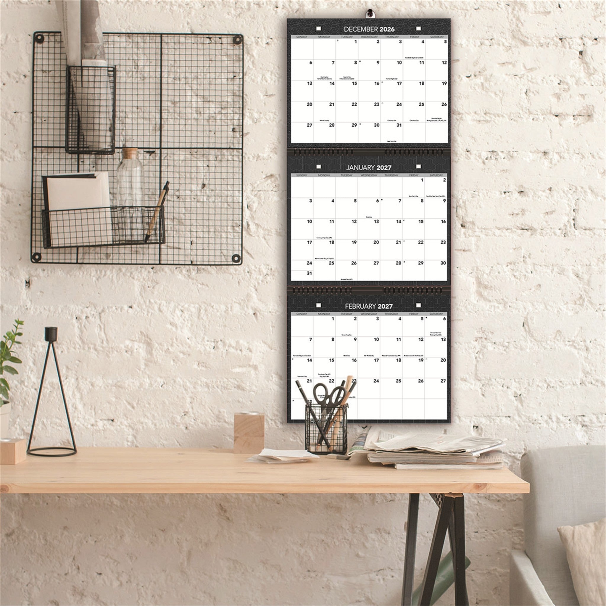 Calendrier mural Tri-View Office 2026-2027