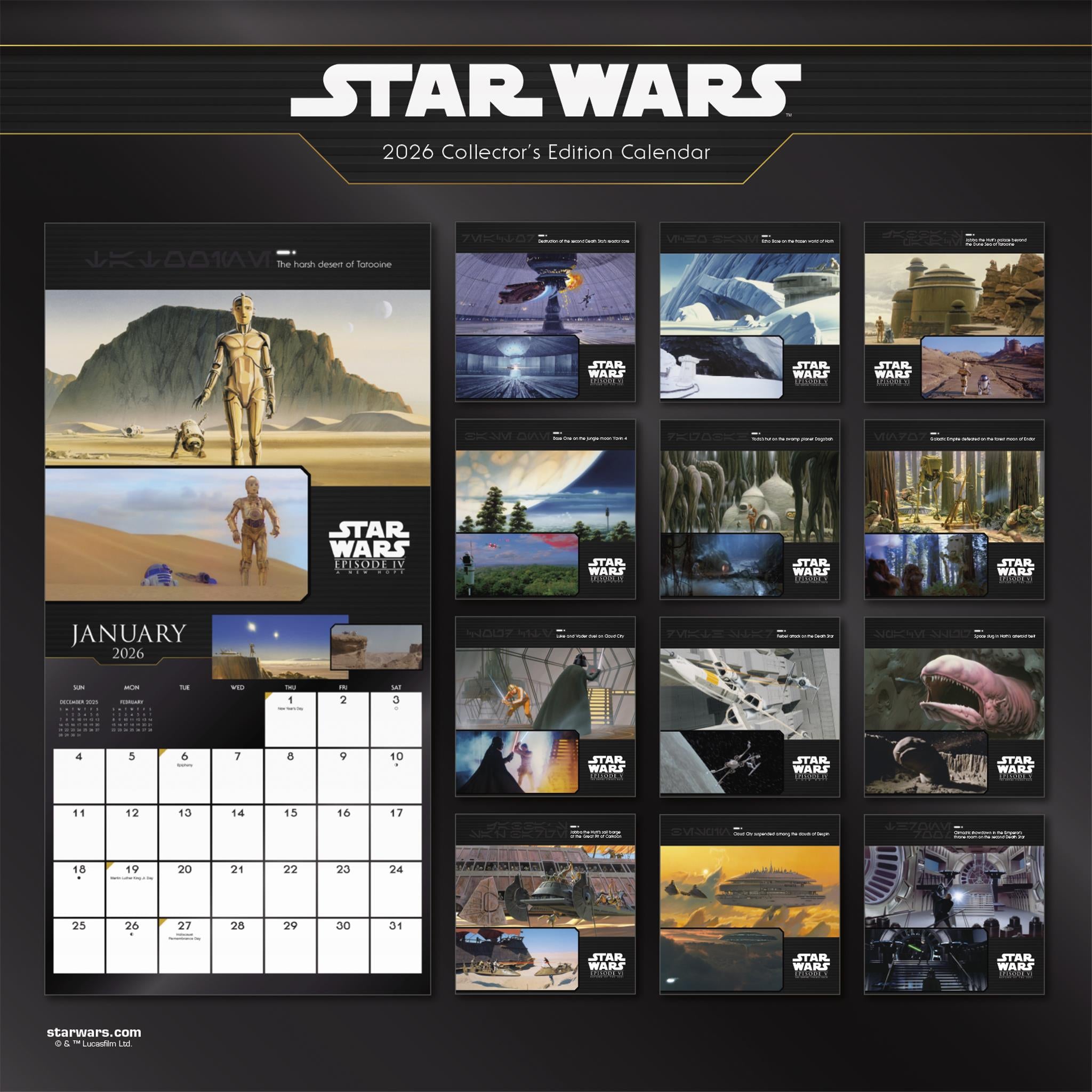 Calendrier mural Star Wars Édition Collector 2026