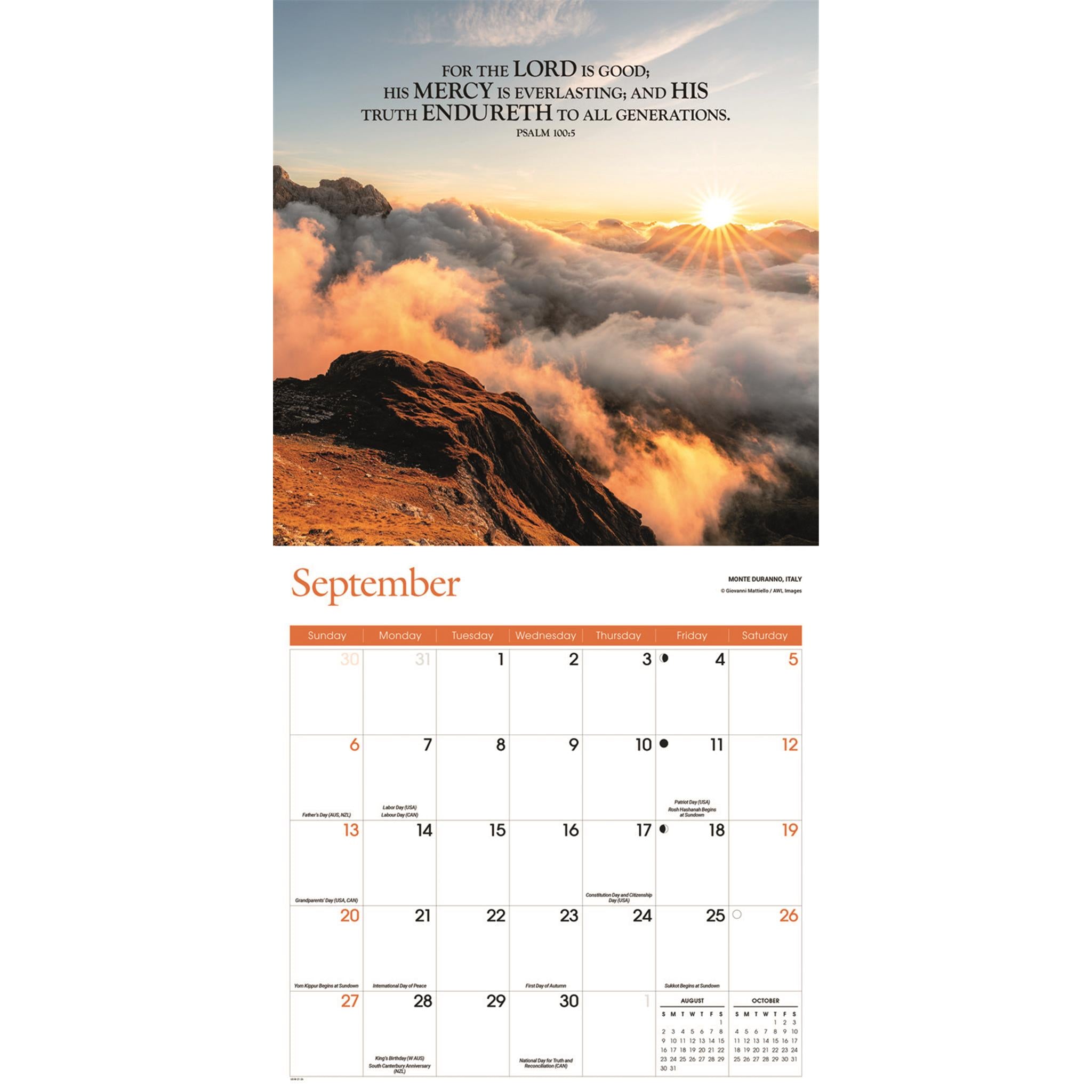 Calendrier mural des versets bibliques 2026