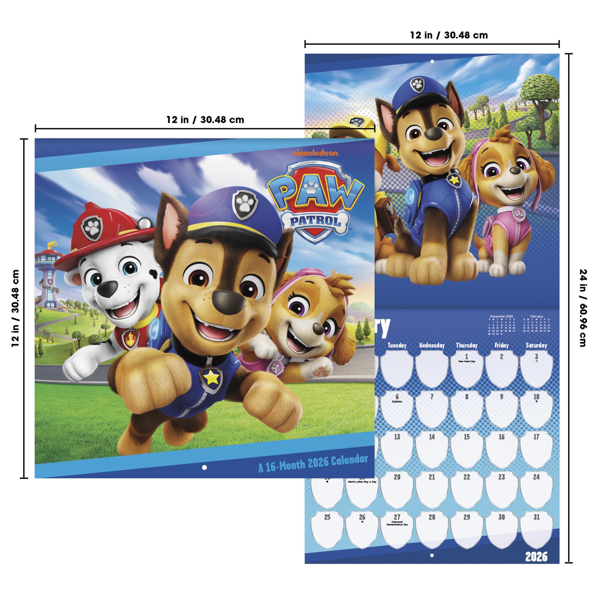 Paw Patrol 2026 Wall Calendar