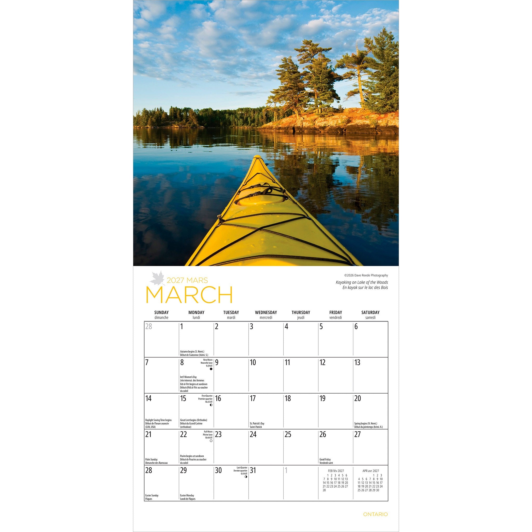 Ontario 2027 Mini Calendar