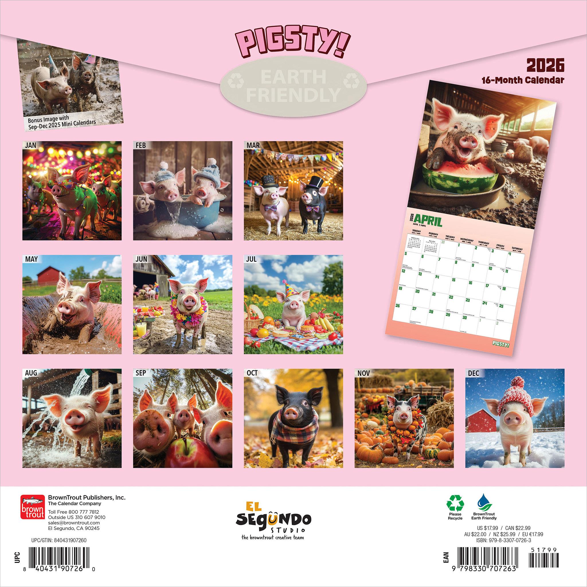 Calendrier mural Pigsty 2026 - Disponible uniquement en ligne
