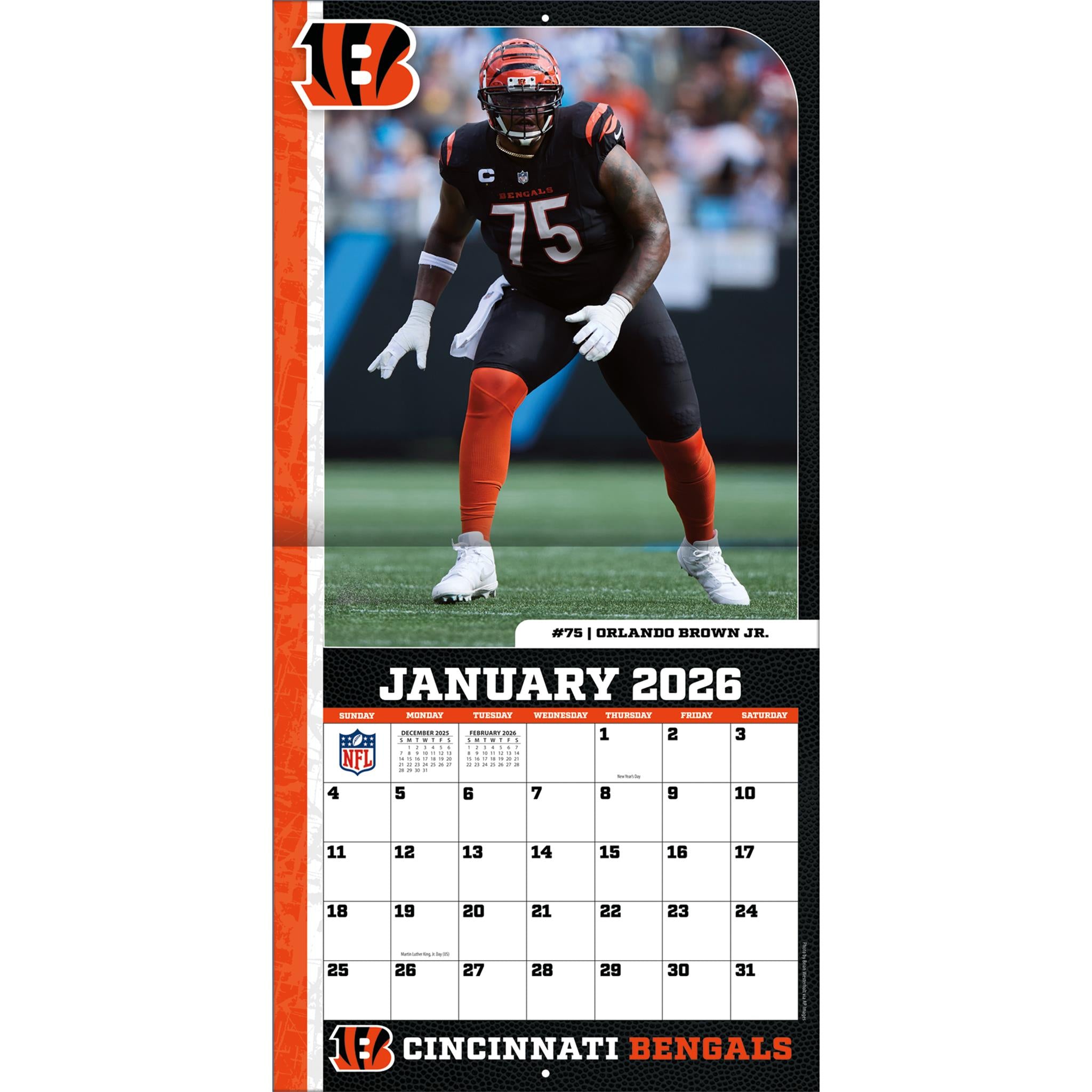 Calendrier mural 2026 des Bengals de Cincinnati (NFL) - Disponible uniquement en ligne