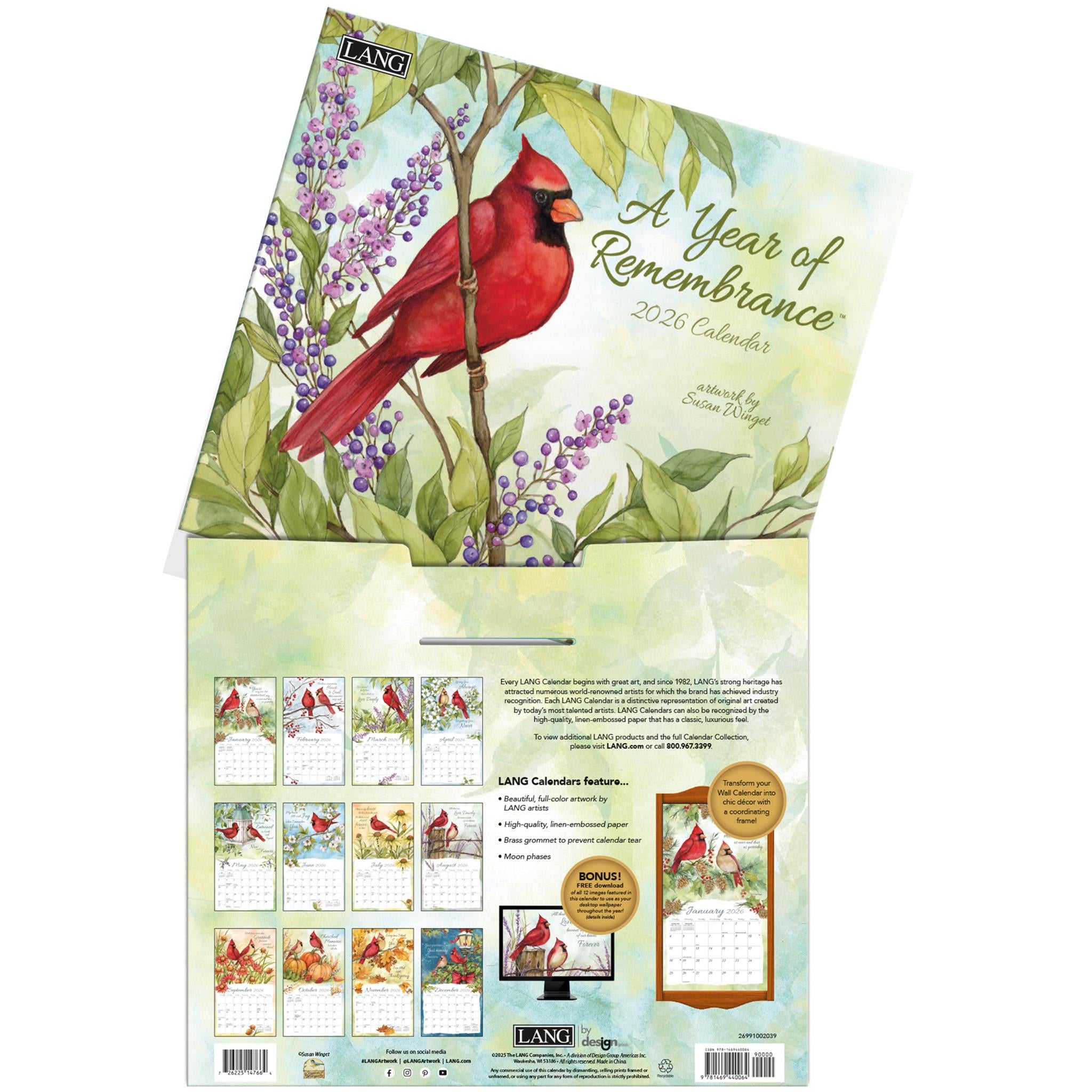 Calendrier mural de luxe « Année du souvenir 2026 » - Disponible uniquement en ligne