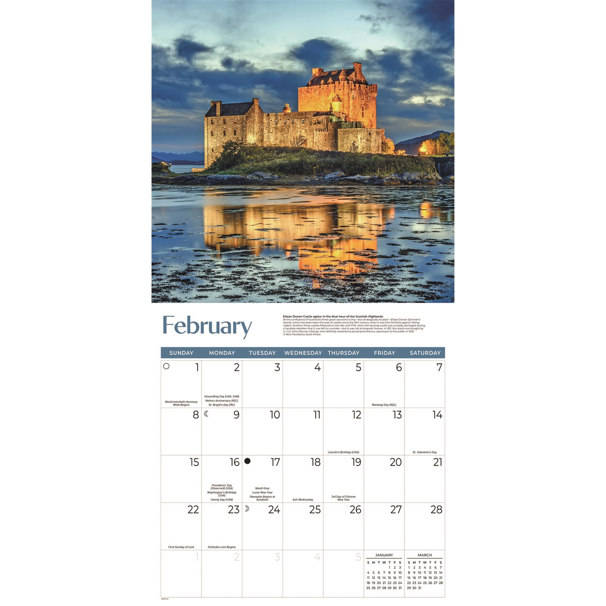 Calendrier mural Châteaux 2026