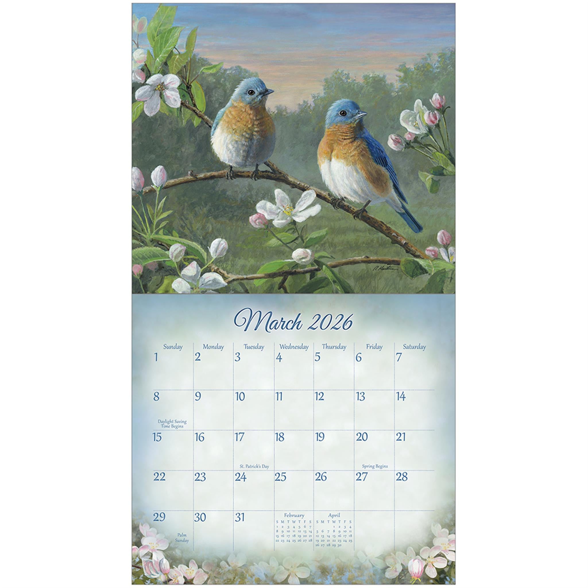 Calendrier mural édition spéciale de luxe Songbirds 2026 avec cartes