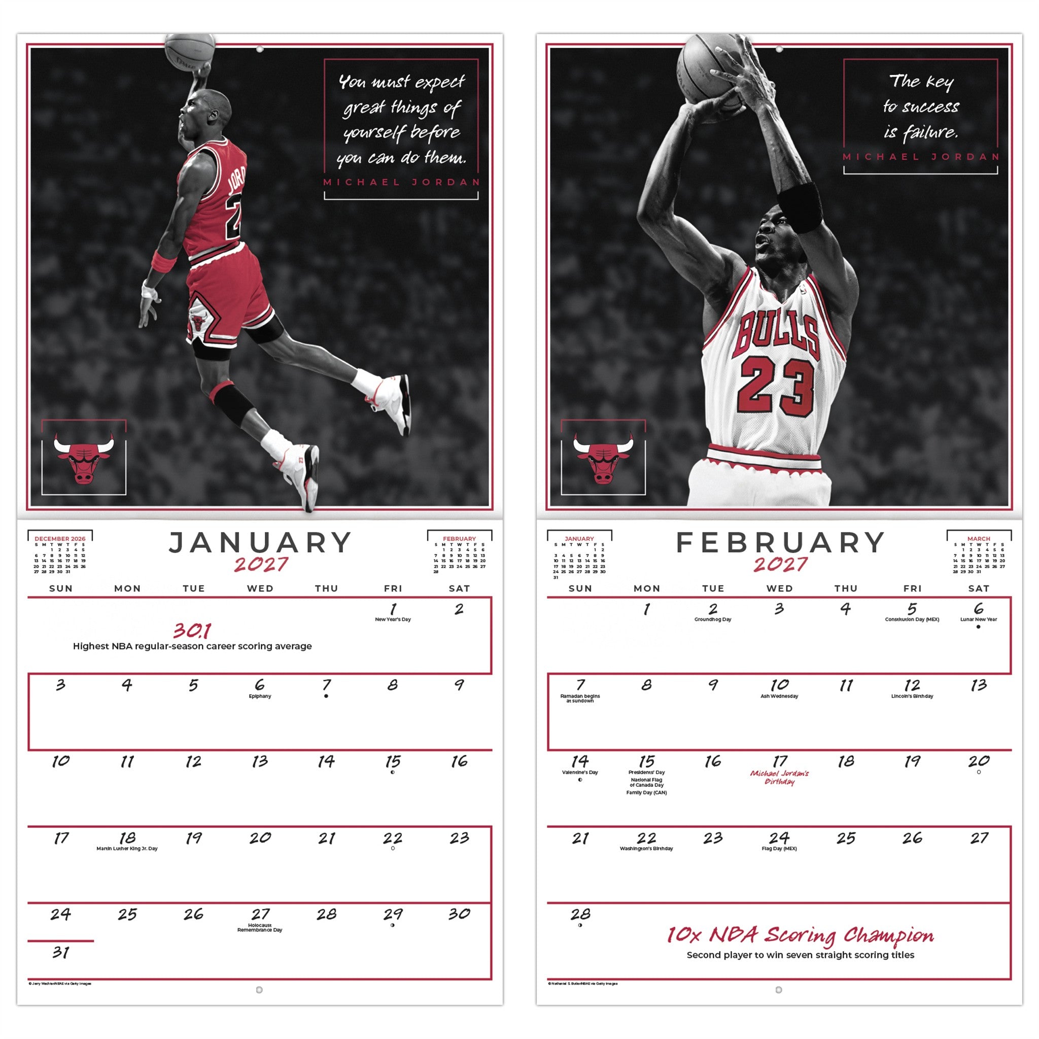 Calendrier mural NBA Michael Jordan 2027