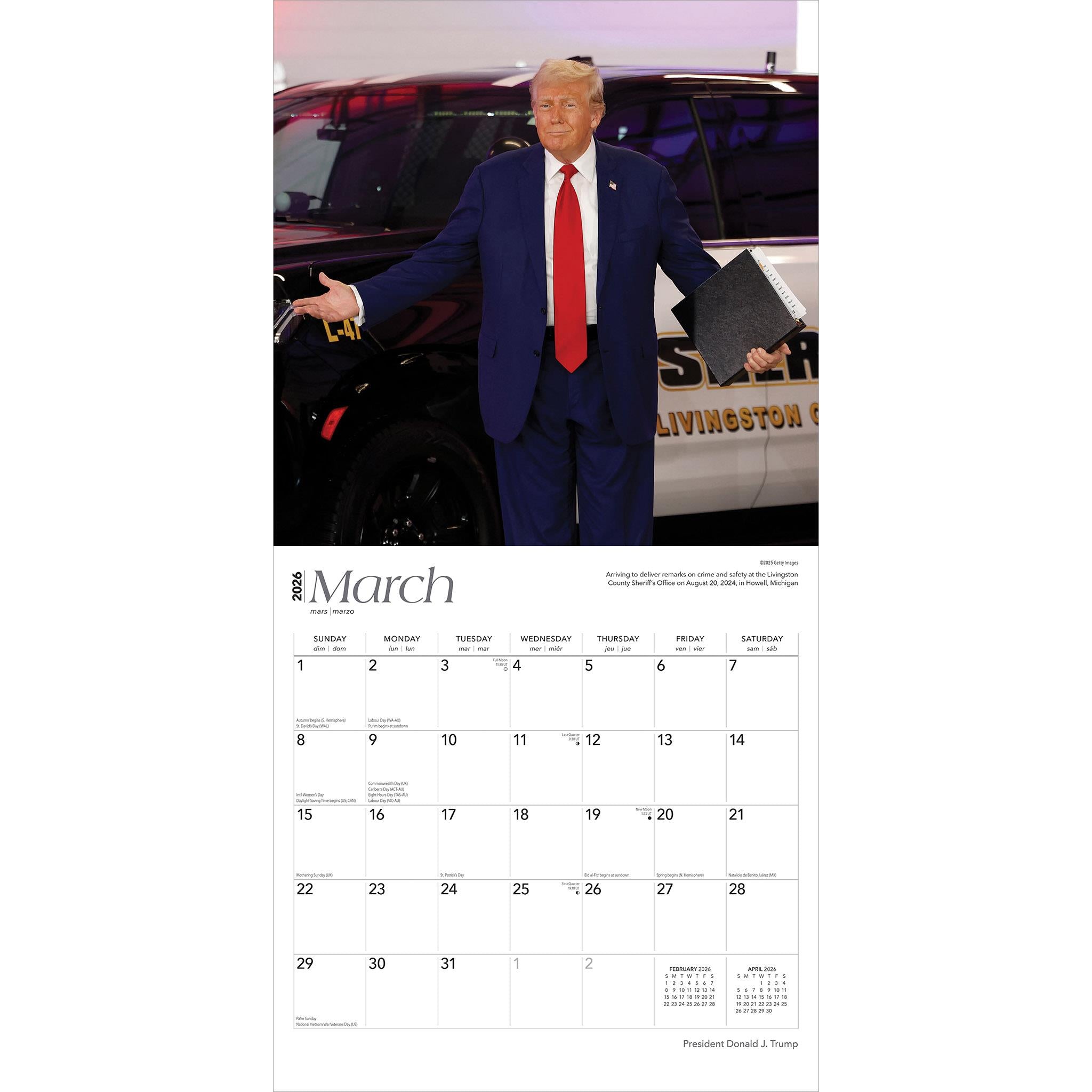 President Donald J Trump 2026 Wall Calendar - Online Only