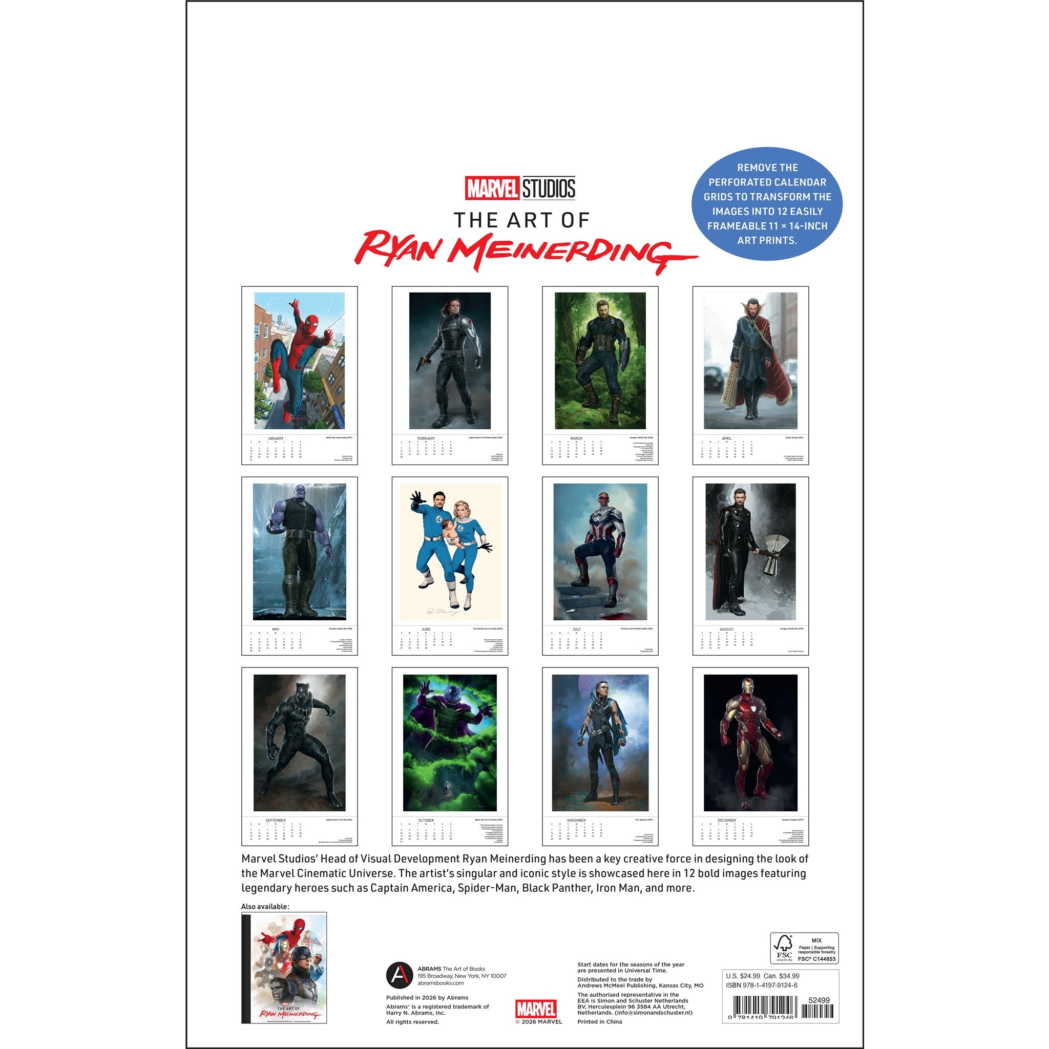 Marvel Studios: The Art of Ryan Meinerding 2027 Poster Calendar