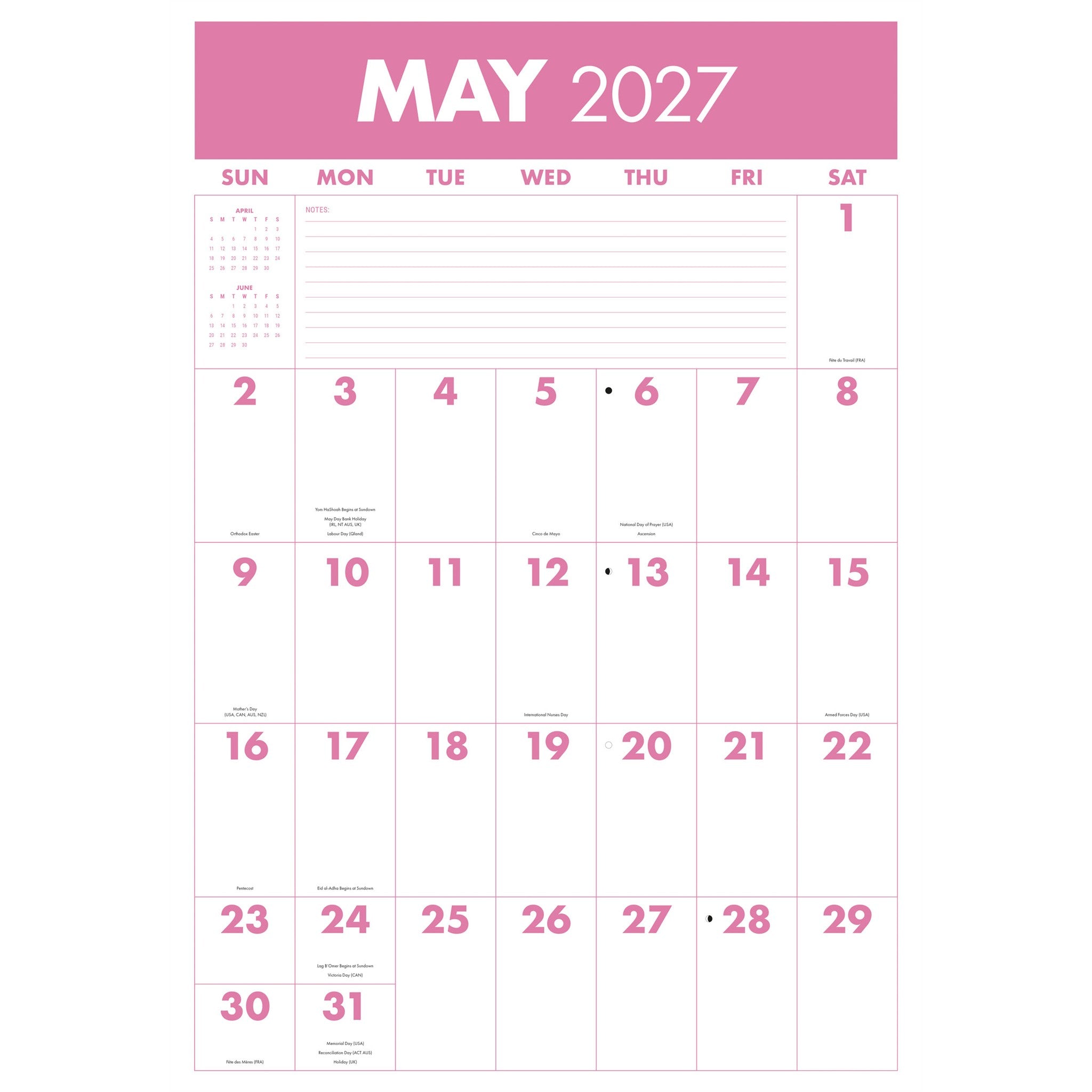 Calendrier mural Monster Grid 2027