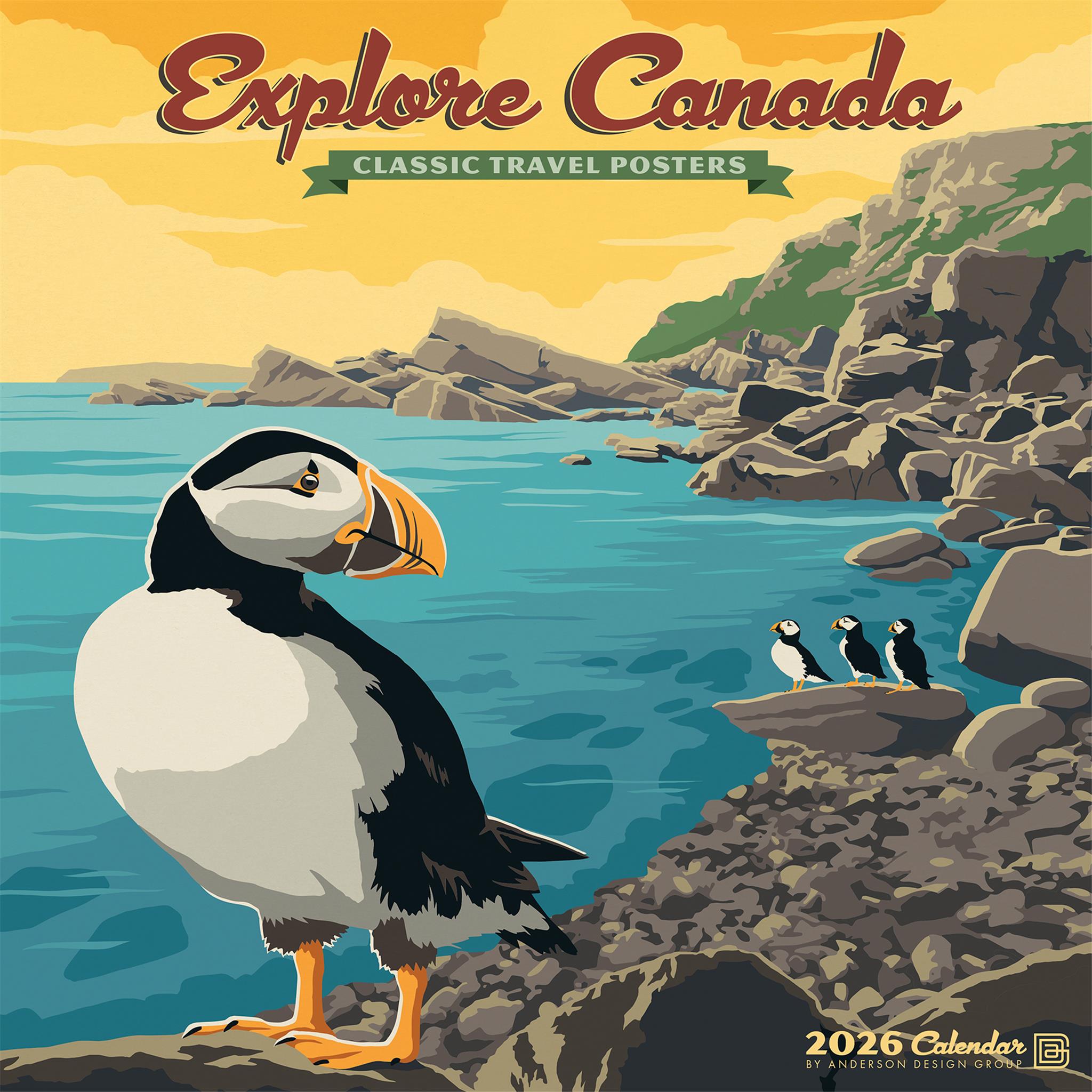 Calendrier mural des affiches de voyage Explore Canada 2026