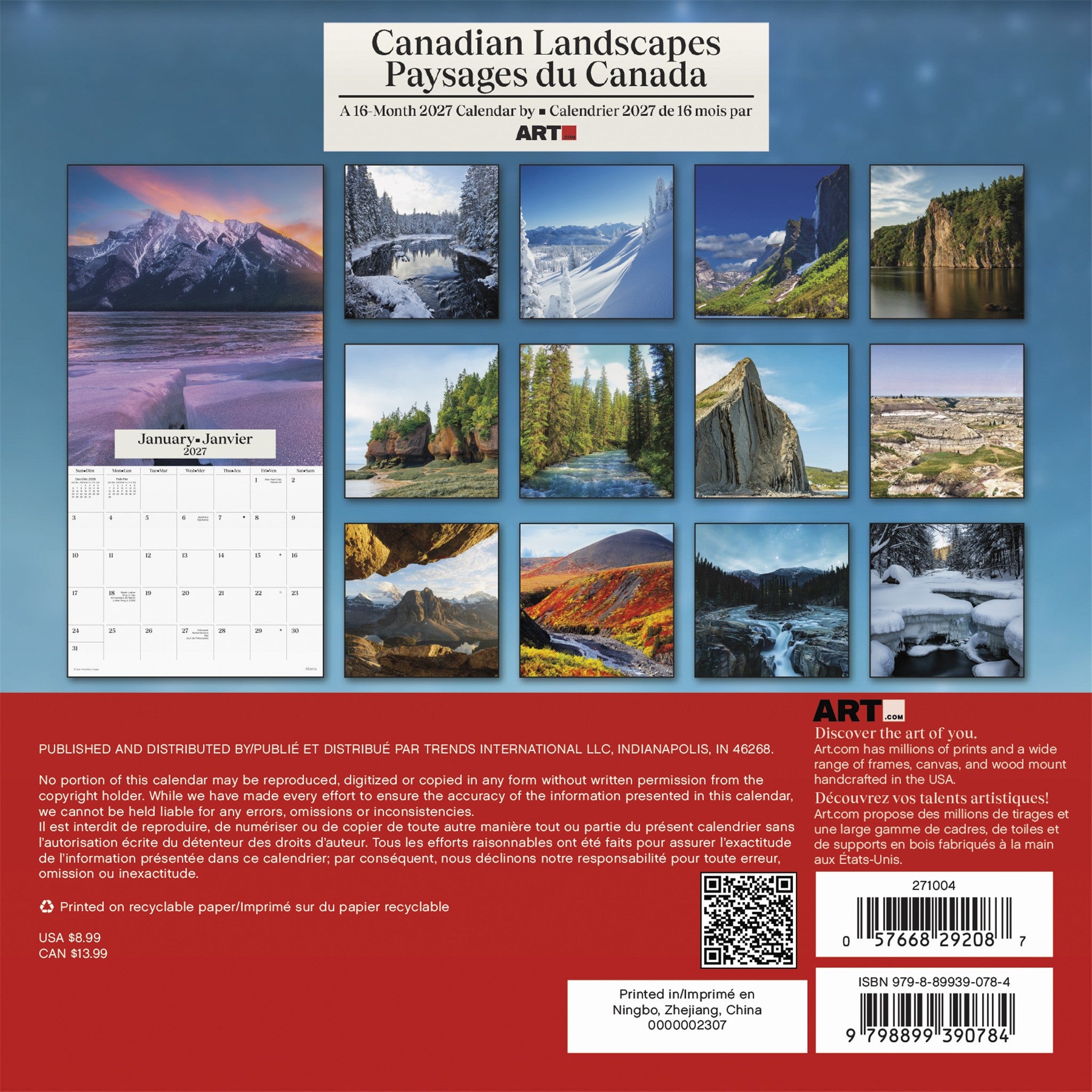 Canadian Landscapes / Paysages du Canada 2027 Mini Calendar