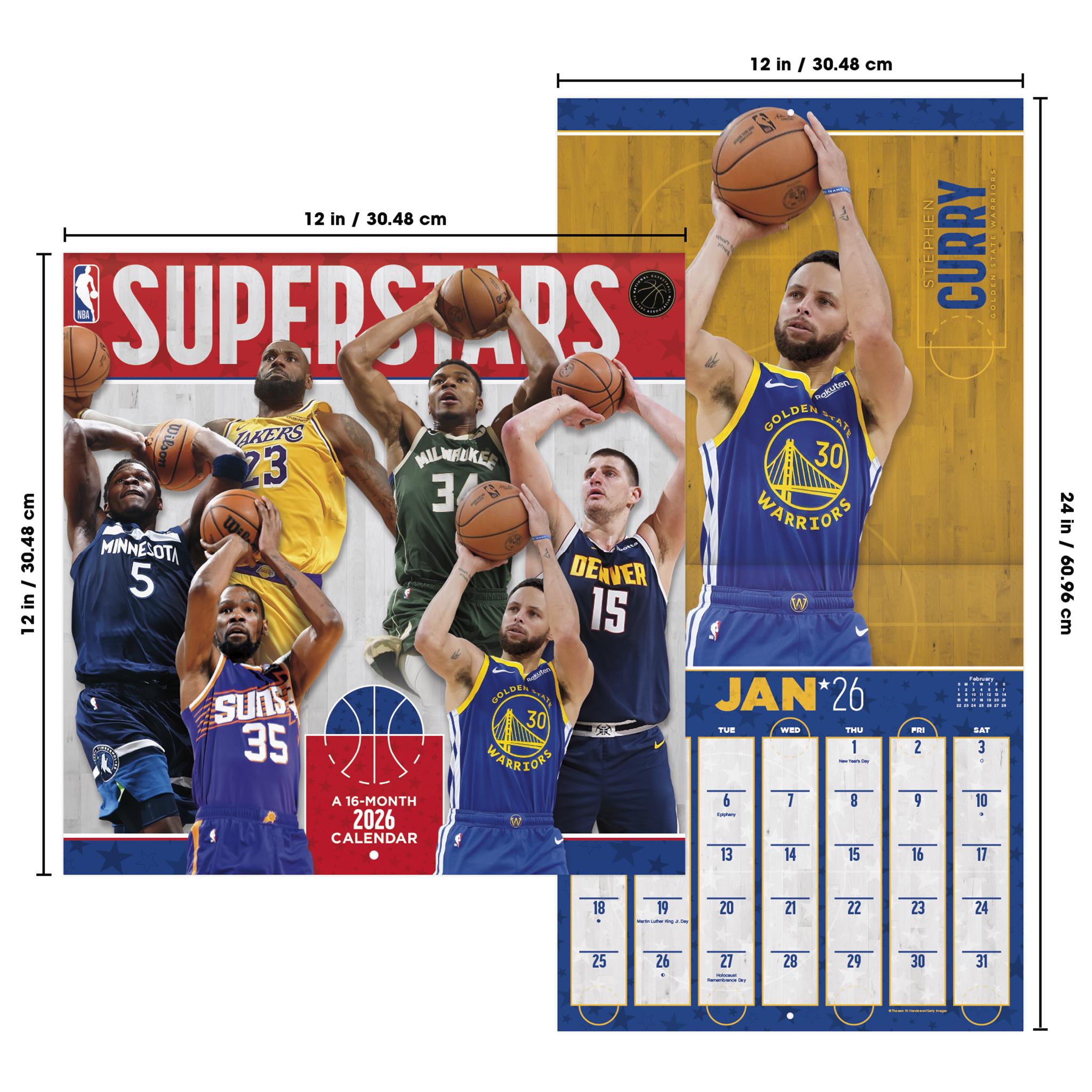 NBA Superstars 2026 Wall Calendar