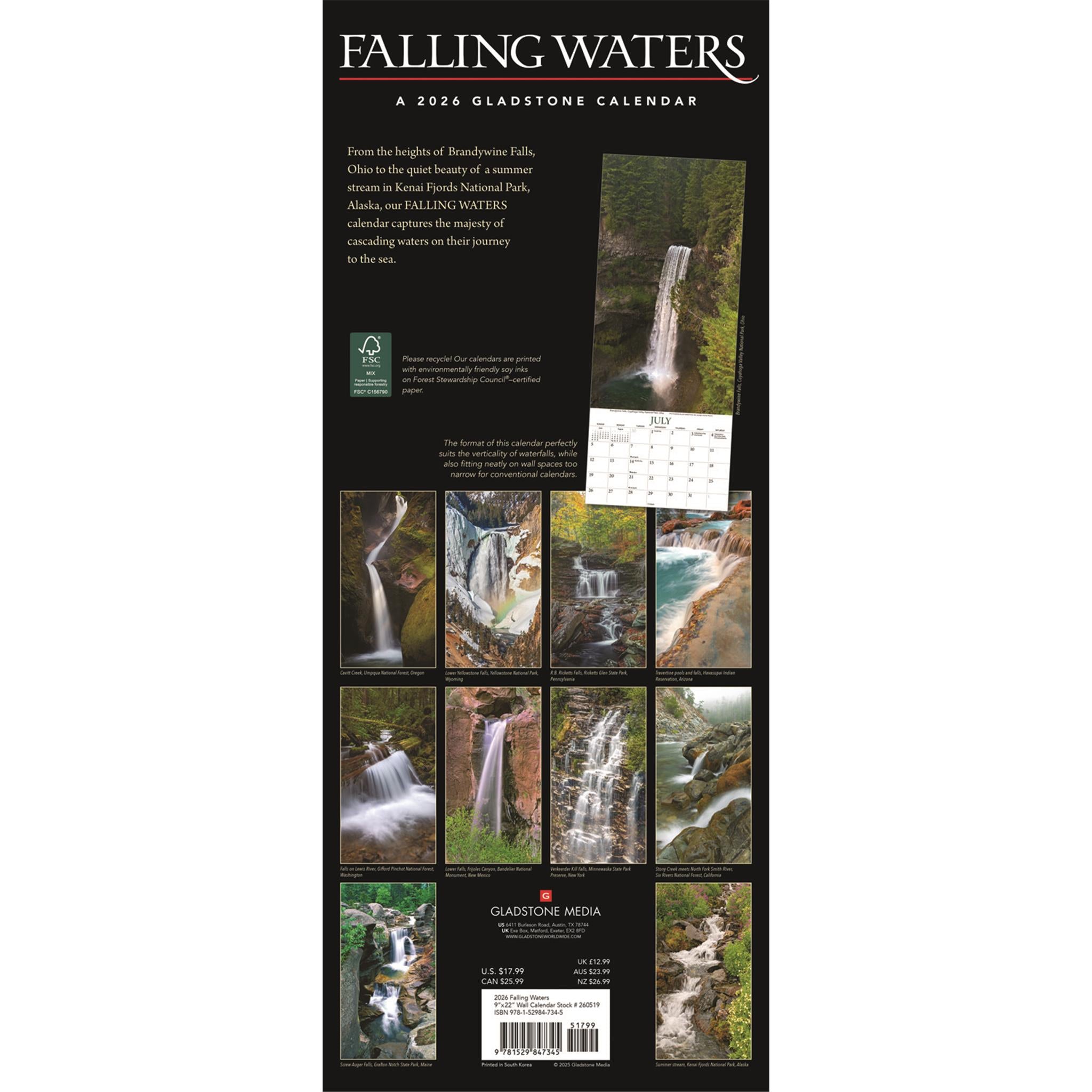 Calendrier des affiches Falling Waters 2026