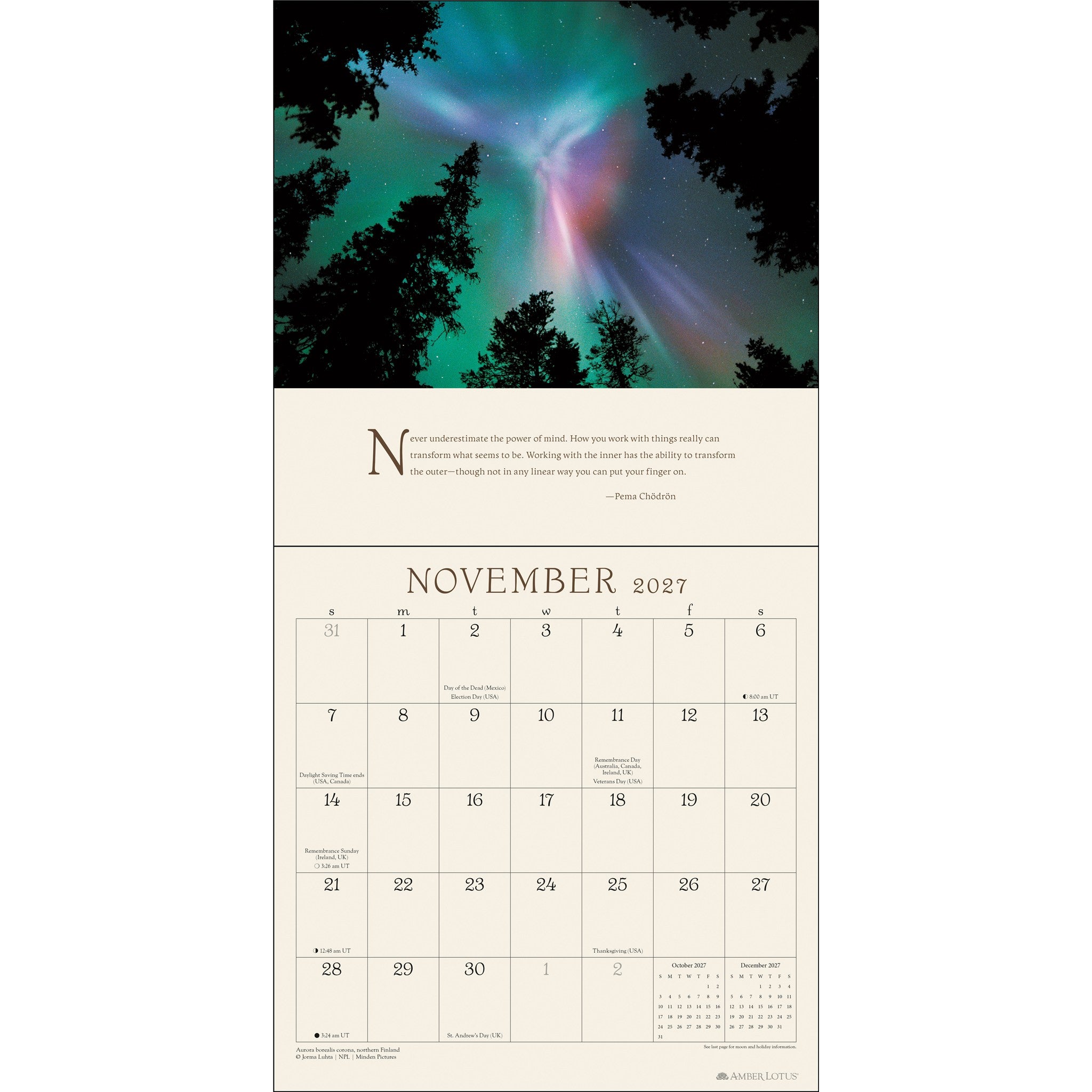 Calendrier mural Pema Chödrön 2027 – Exclusivité en ligne